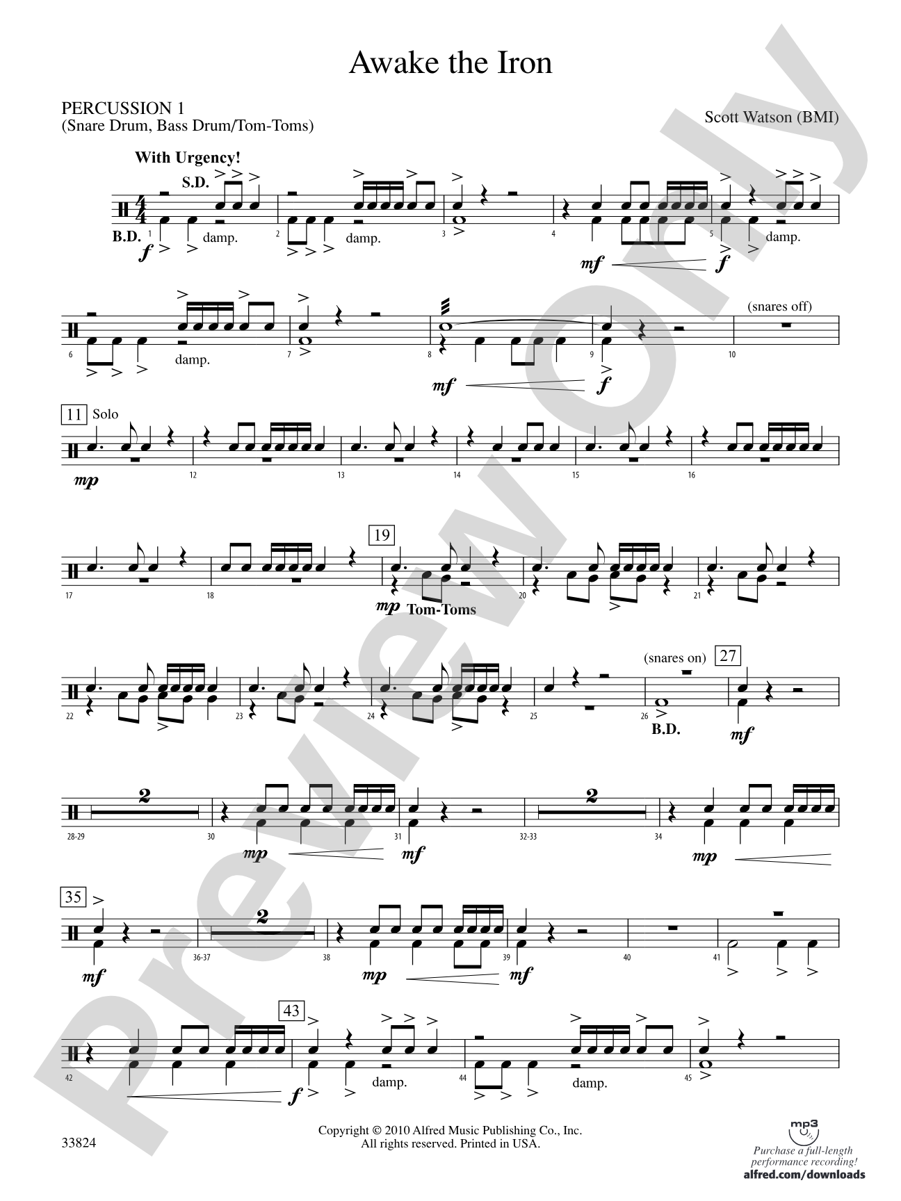 Awake the Iron: 1st Percussion