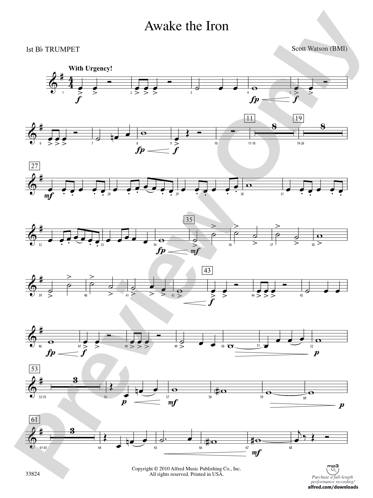 Awake the Iron: 1st B-flat Trumpet