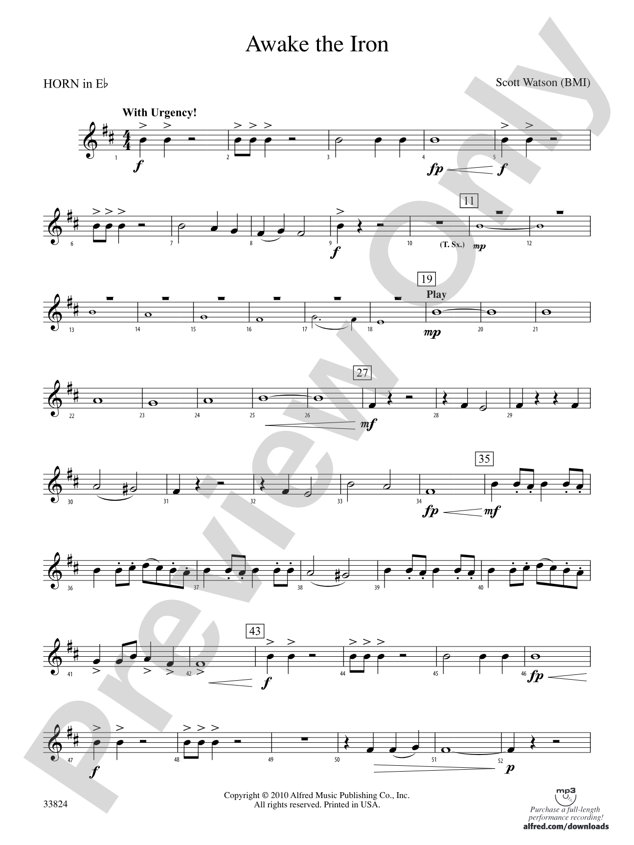 Awake the Iron: (wp) 1st Horn in E-flat
