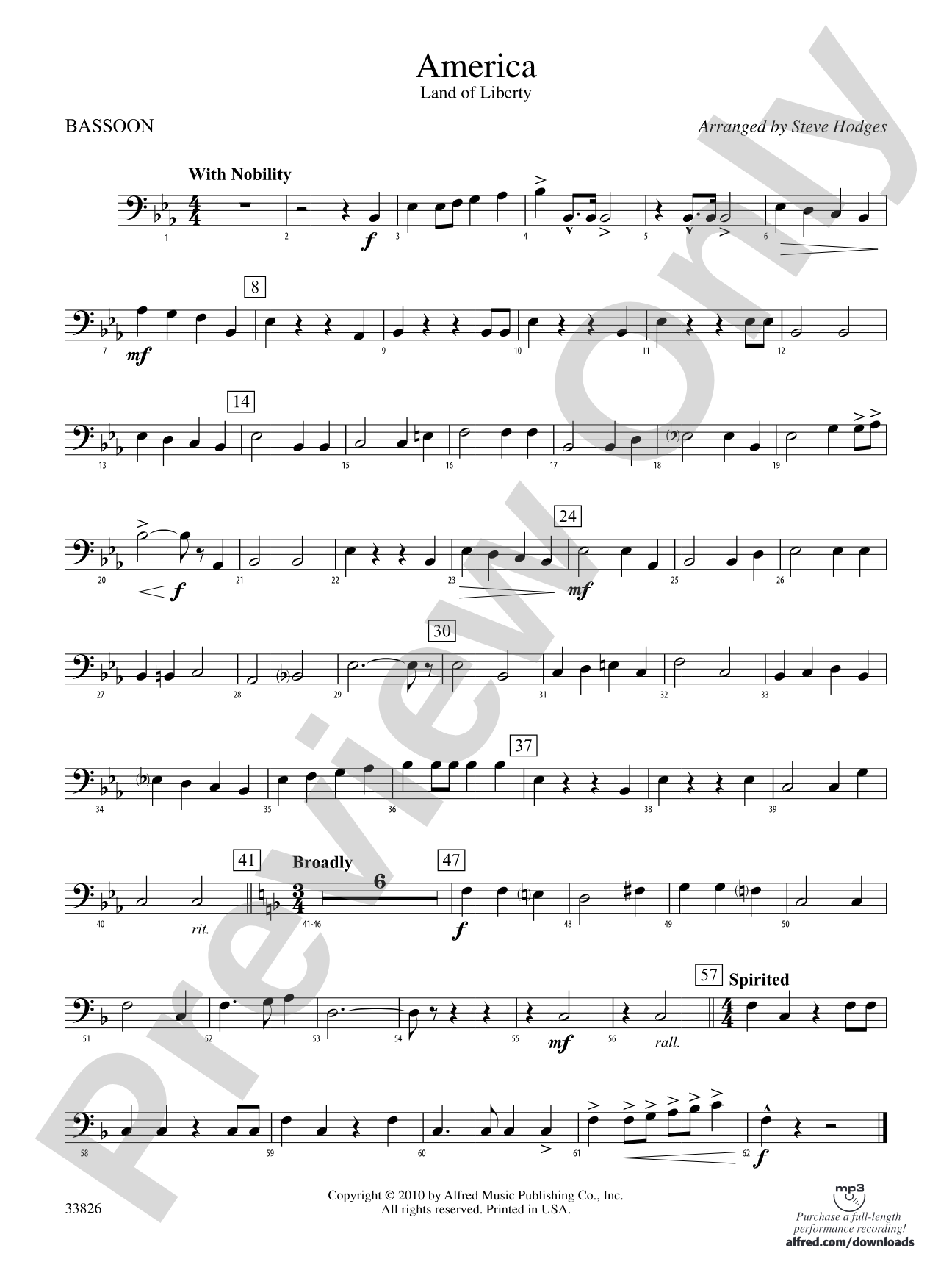 America - Land of Liberty: Bassoon