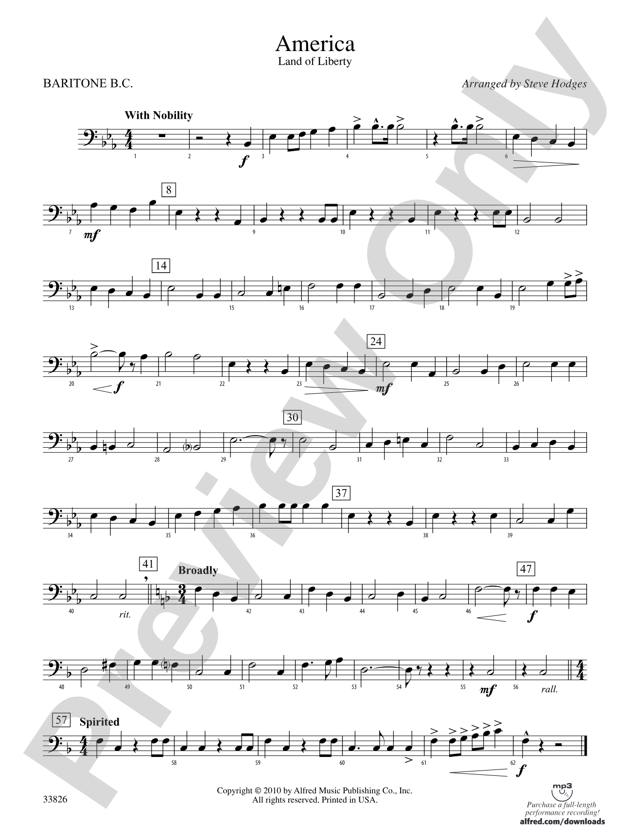 America - Land of Liberty: Baritone B.C.