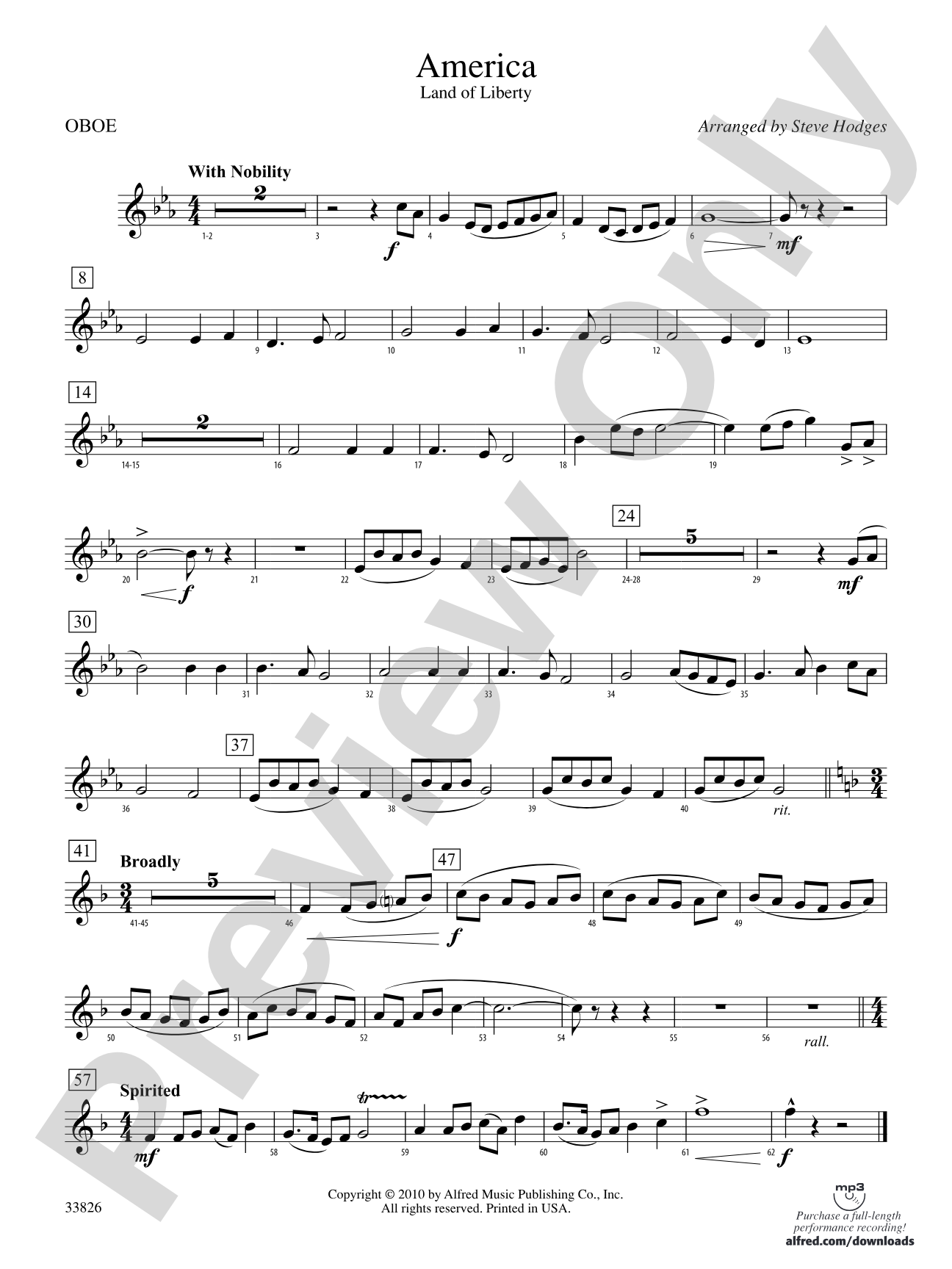 America - Land of Liberty: Oboe