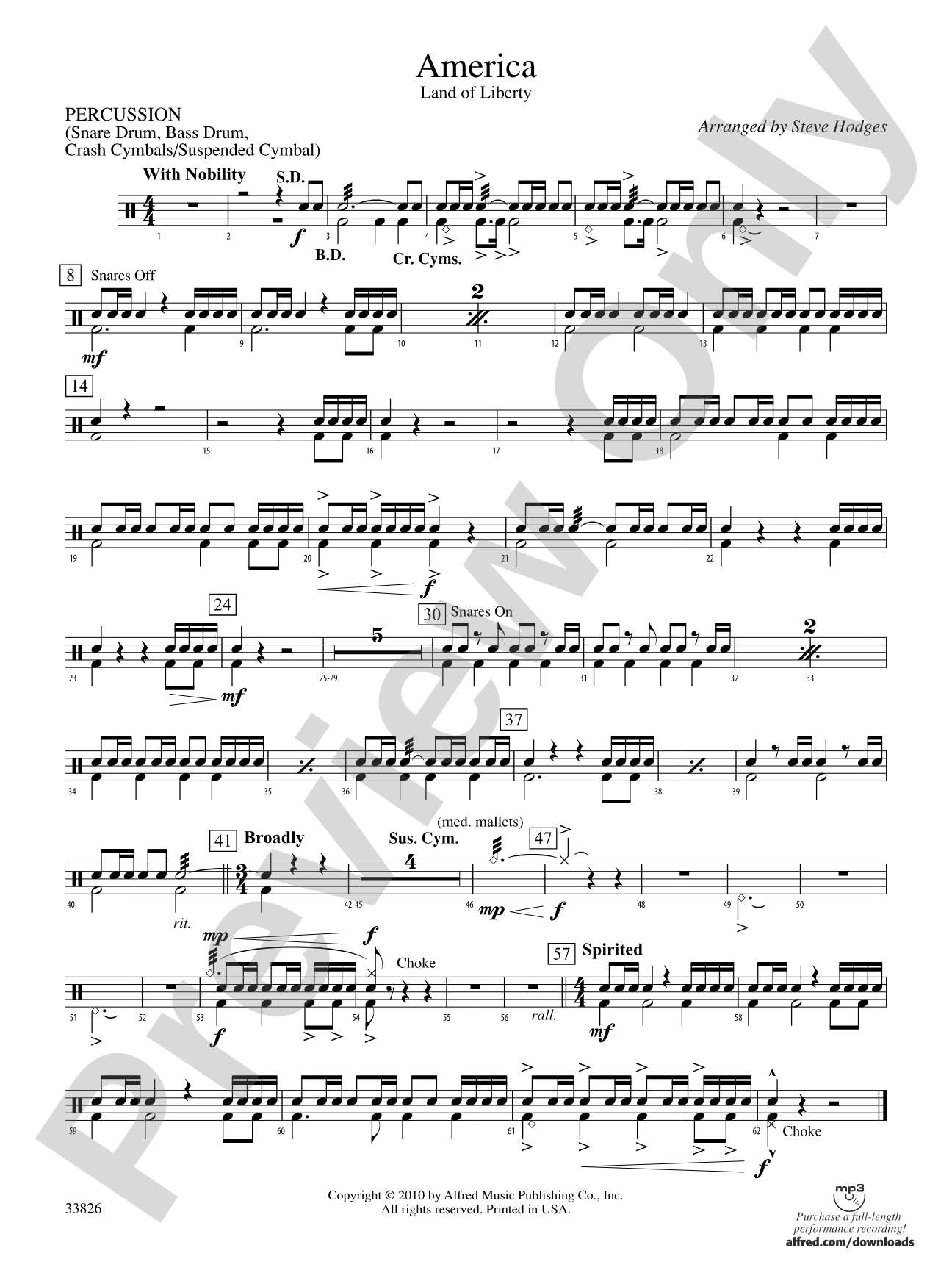 America - Land of Liberty: 1st Percussion