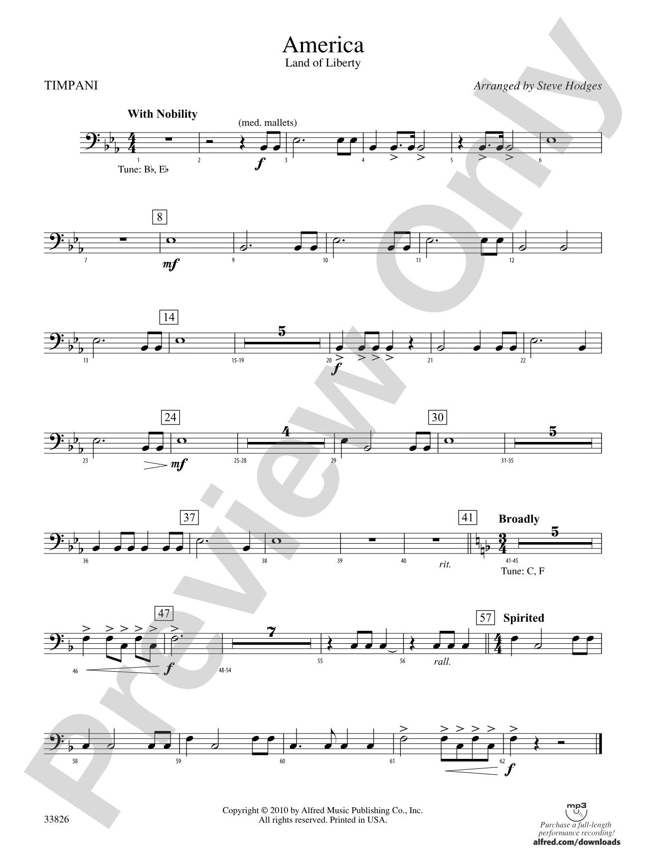 America - Land of Liberty: Timpani