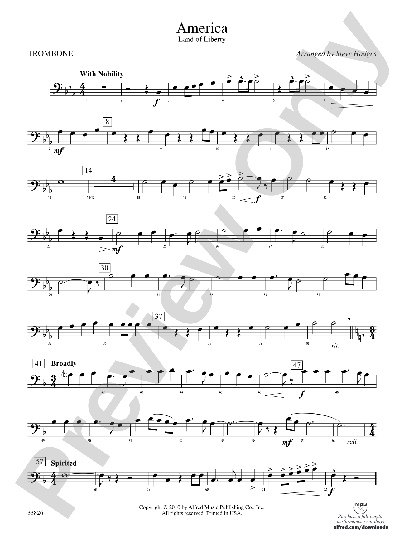 America - Land of Liberty: 1st Trombone