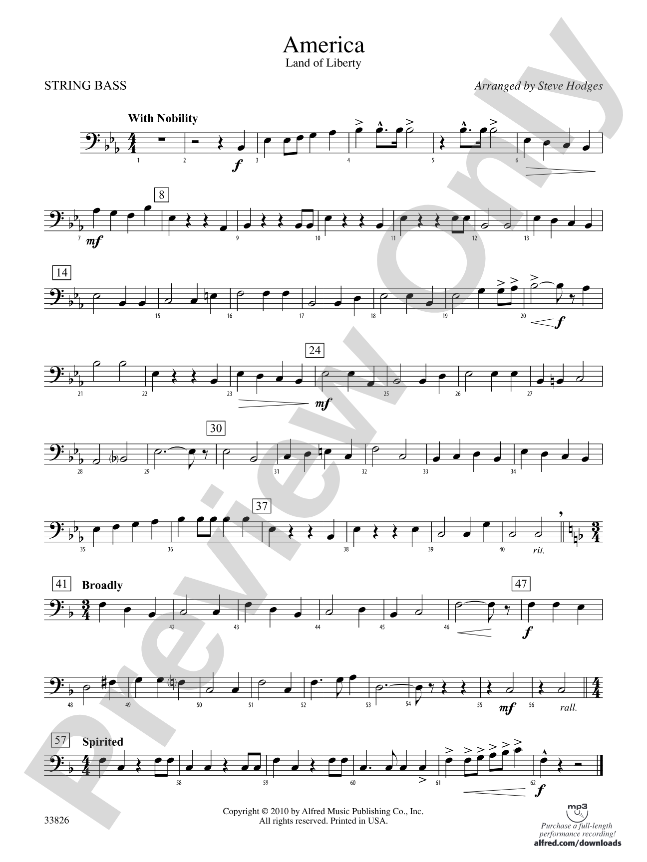 America - Land of Liberty: (wp) String Bass