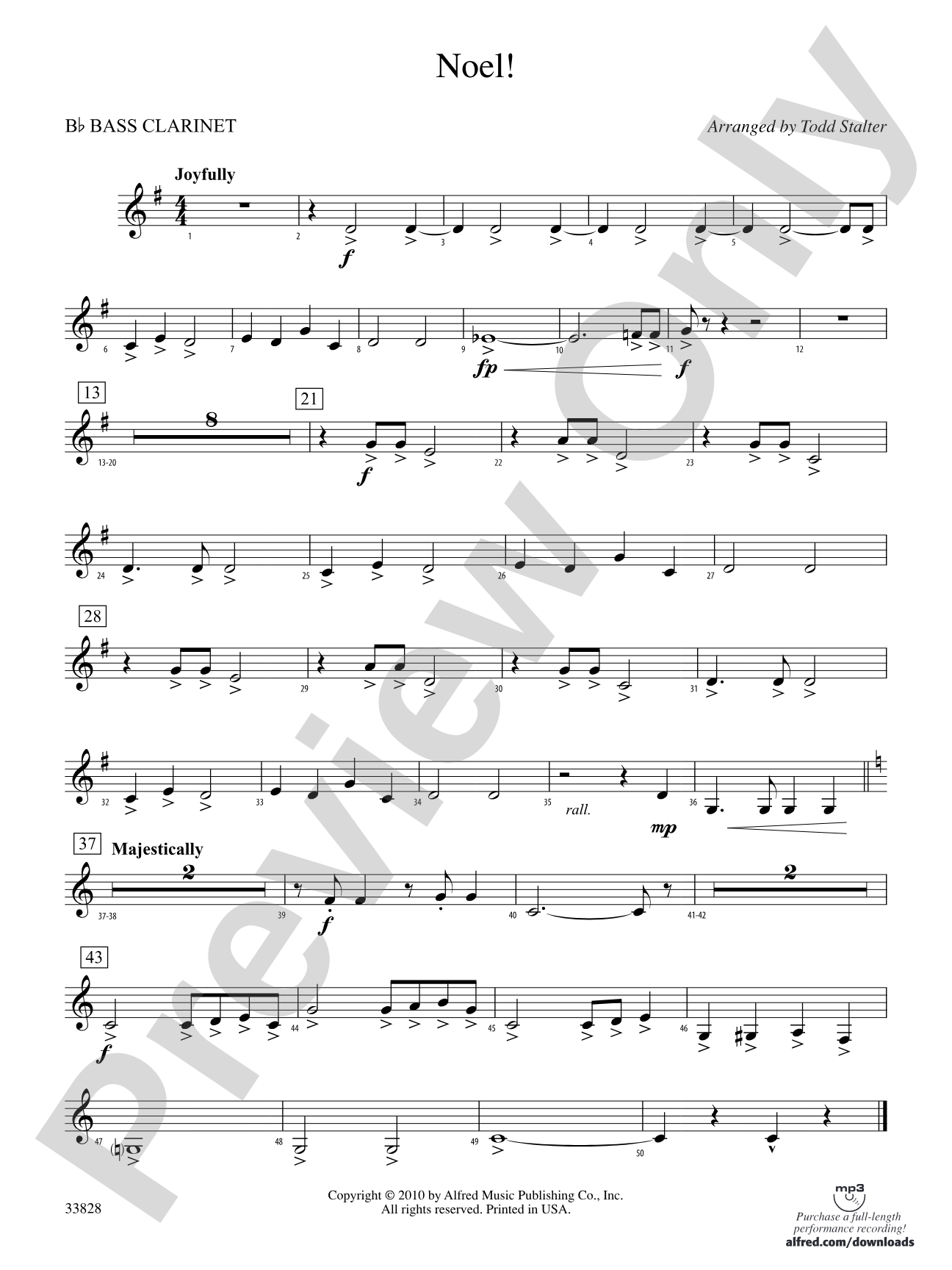 Noel!: B-flat Bass Clarinet
