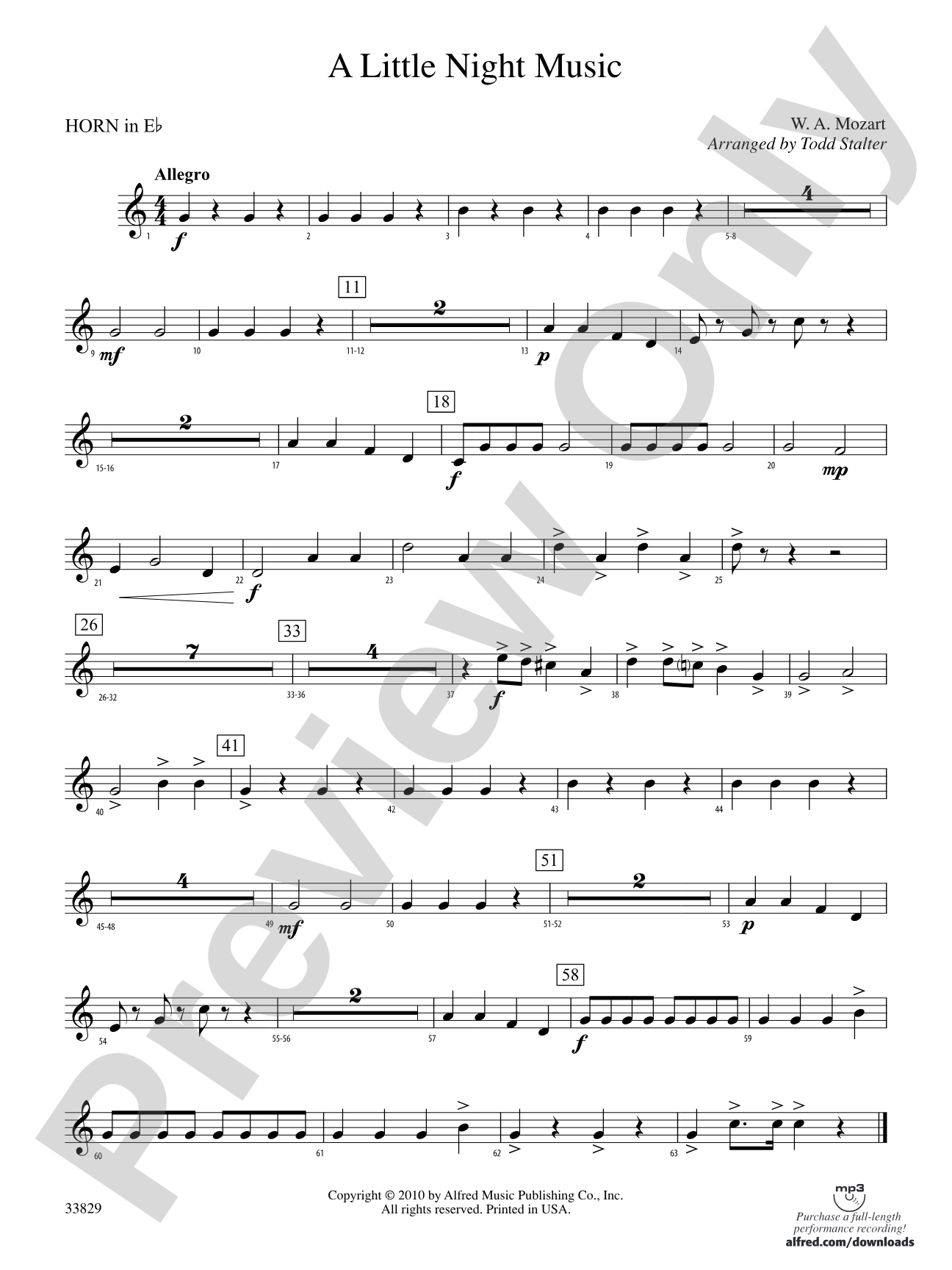 A Little Night Music: (wp) 1st Horn in E-flat