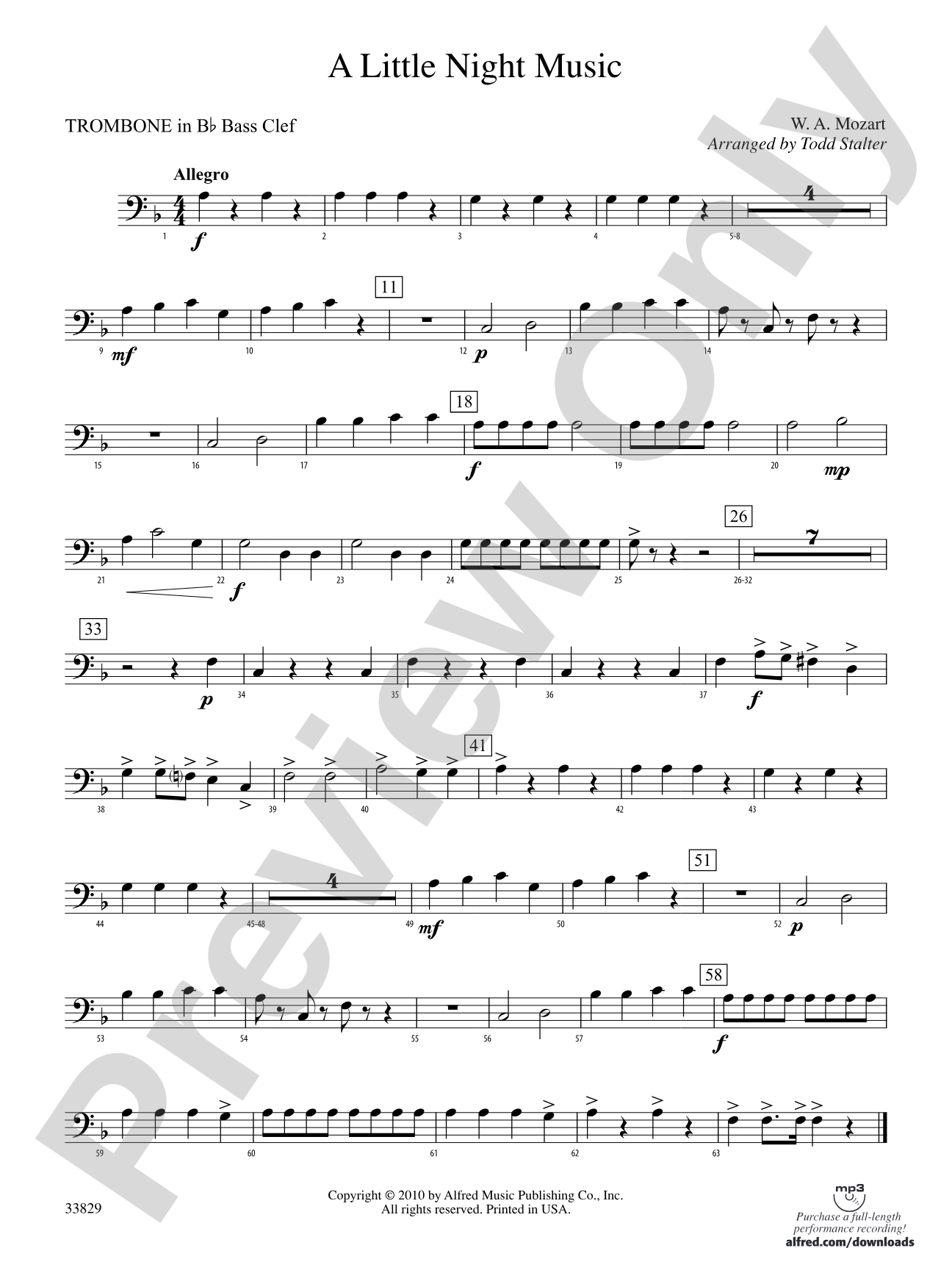 A Little Night Music: (wp) 1st B-flat Trombone B.C.