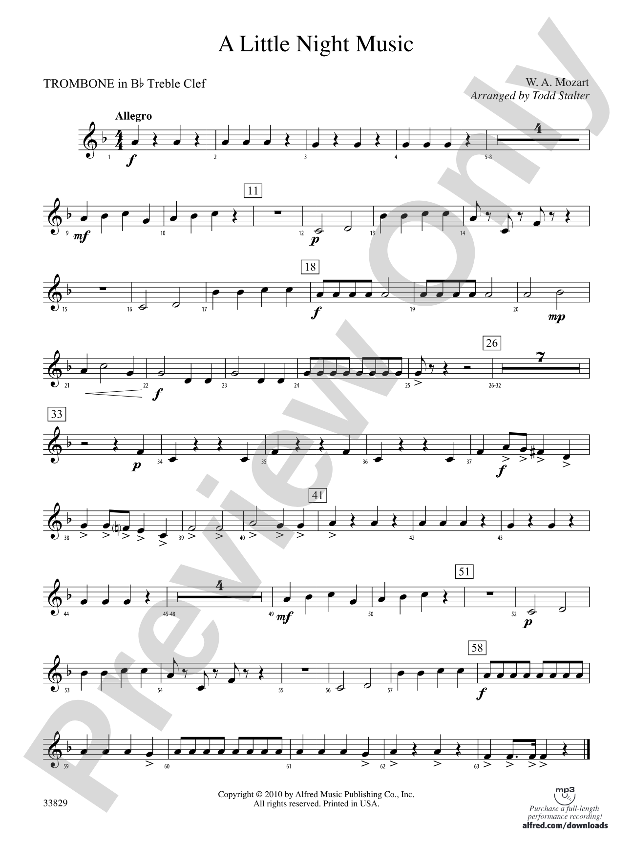 A Little Night Music: (wp) 1st B-flat Trombone T.C.