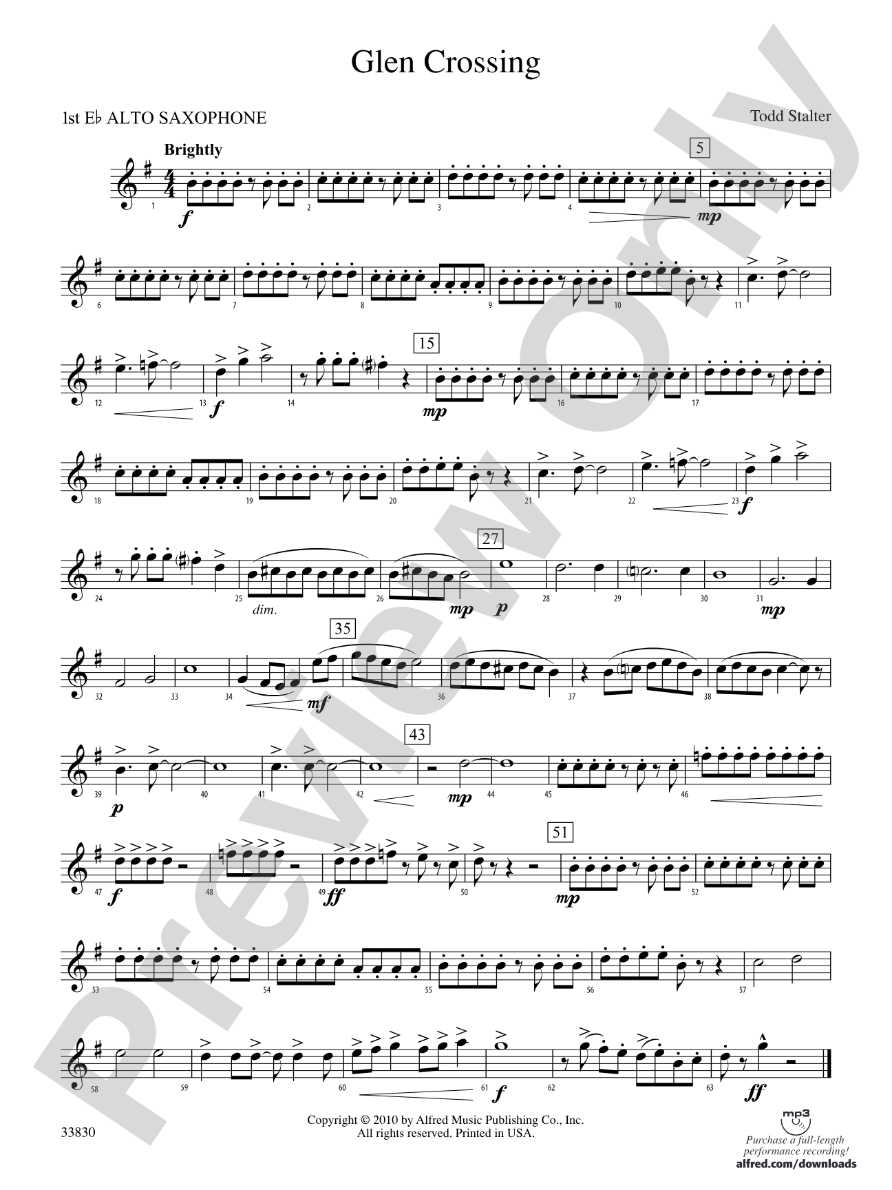 Glen Crossing: E-flat Alto Saxophone