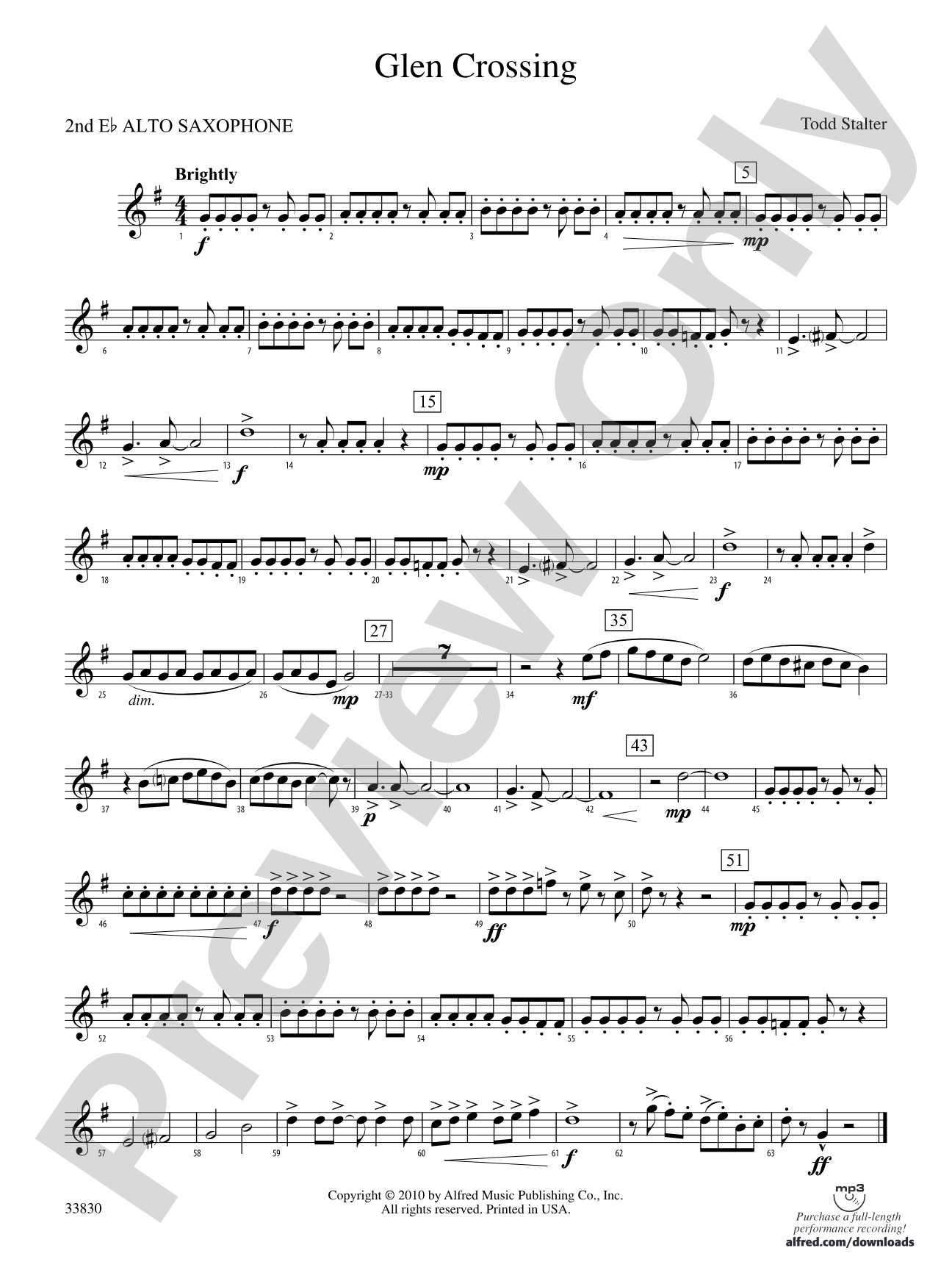 Glen Crossing: 2nd E-flat Alto Saxophone