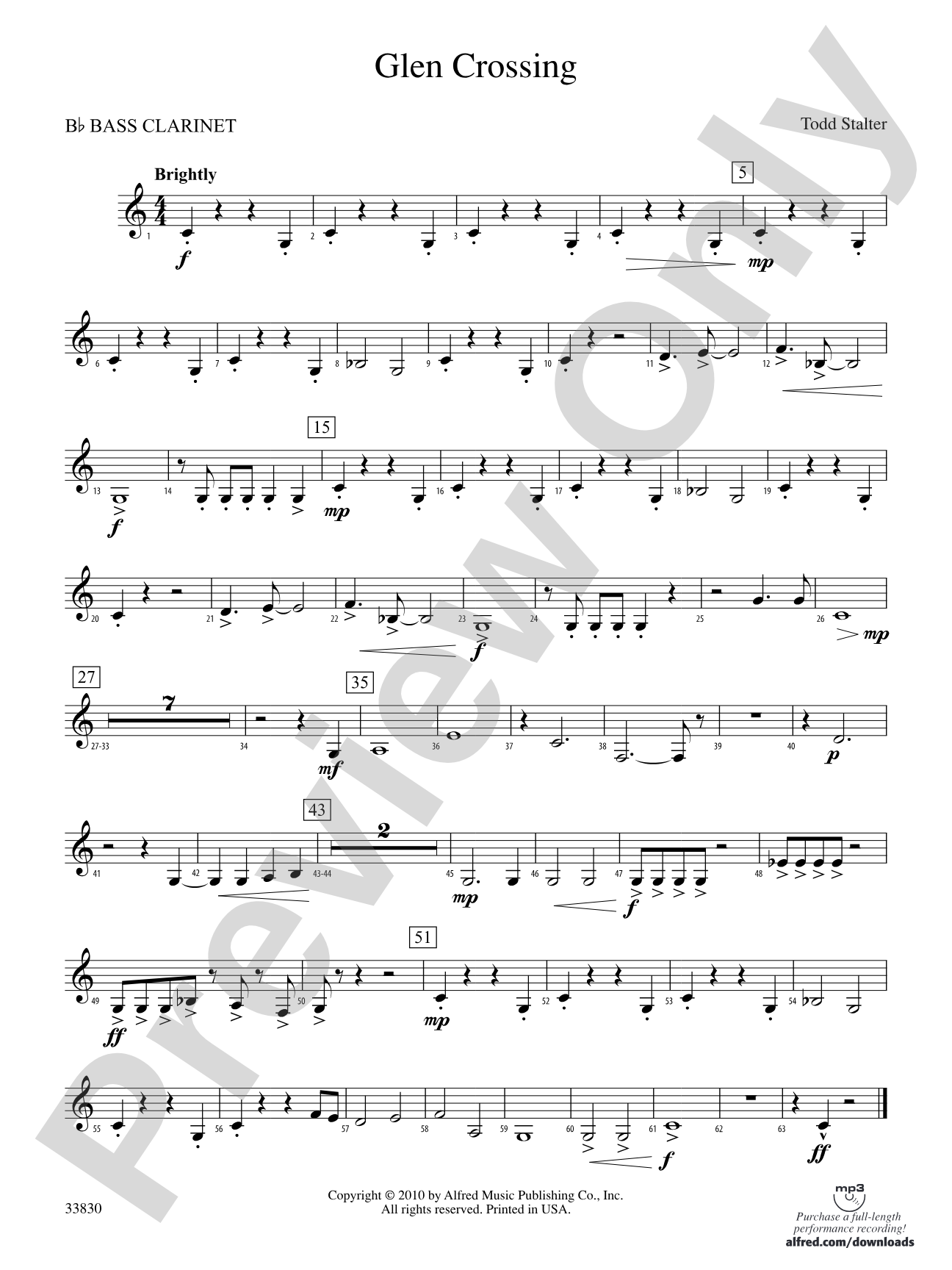 Glen Crossing: B-flat Bass Clarinet