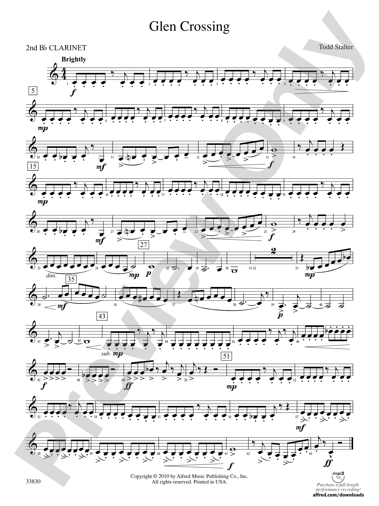 Glen Crossing: 2nd B-flat Clarinet