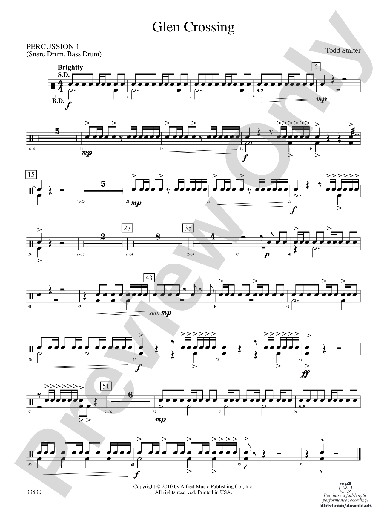 Glen Crossing: 1st Percussion