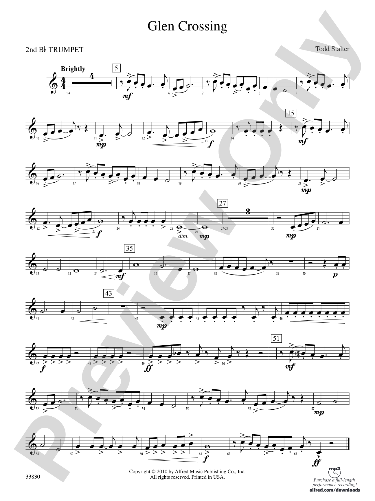 Glen Crossing: 2nd B-flat Trumpet