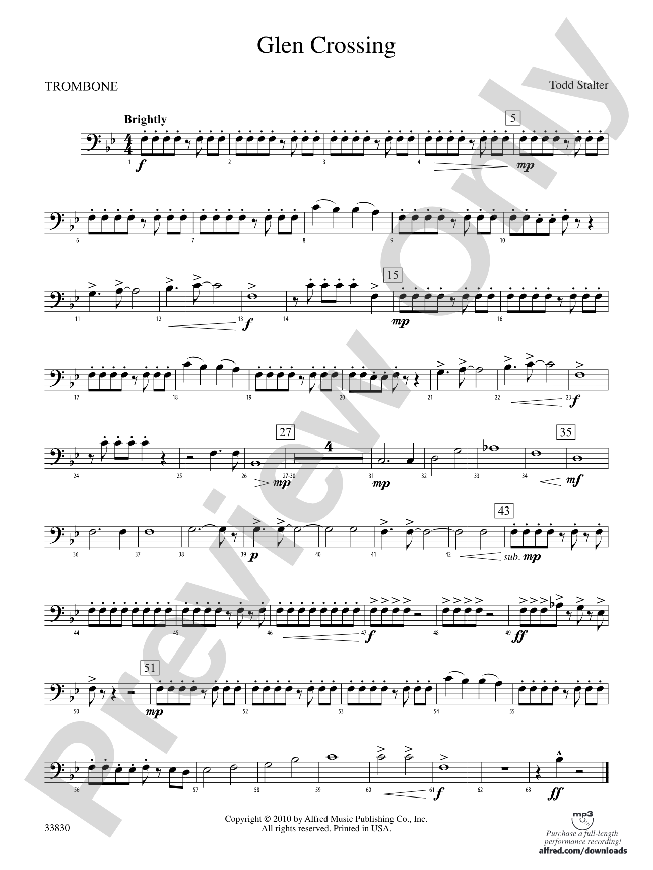 Glen Crossing: 1st Trombone