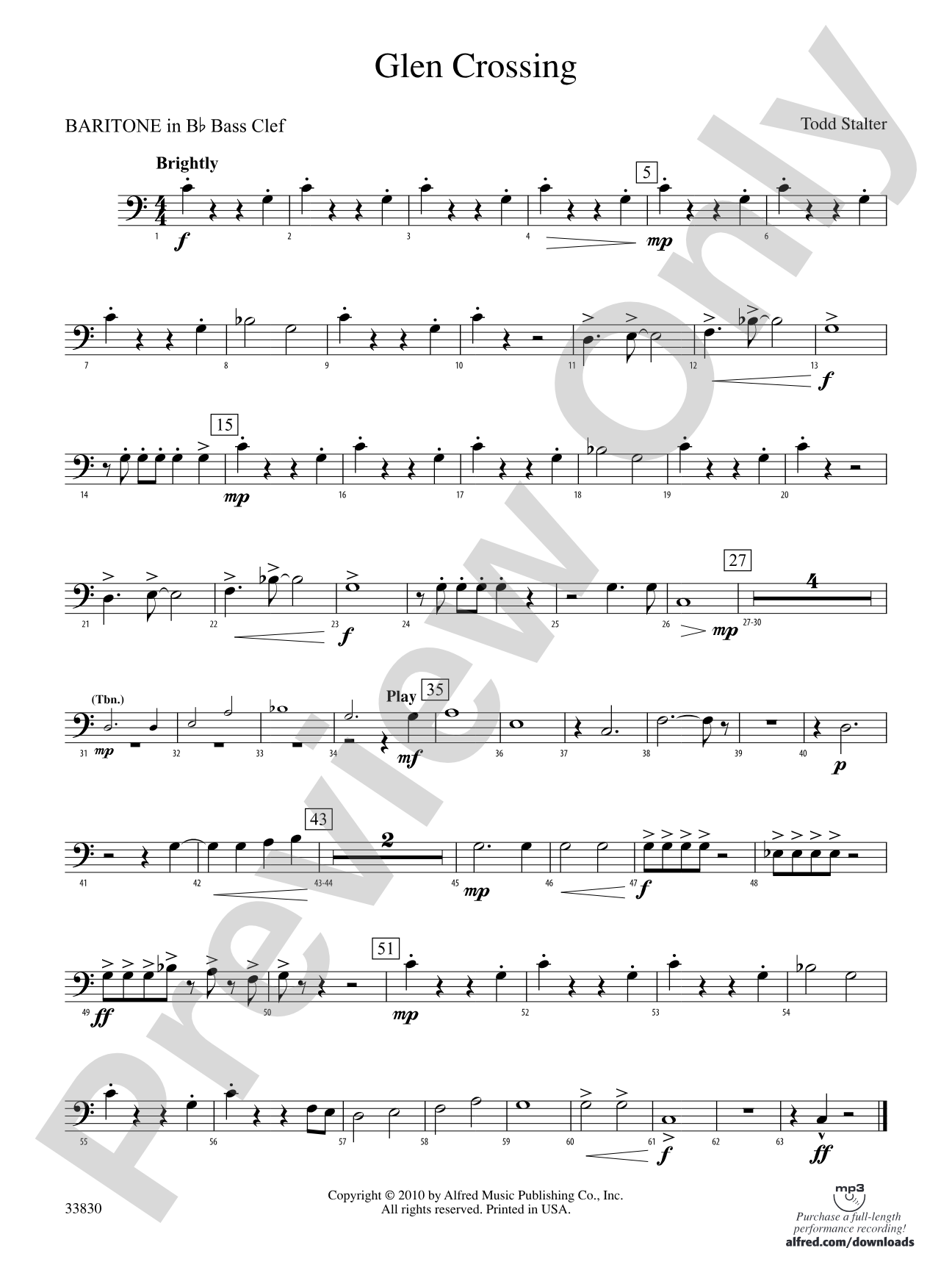 Glen Crossing: (wp) B-flat Baritone B.C.