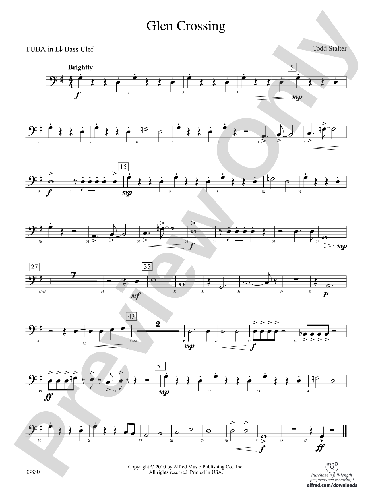 Glen Crossing: (wp) E-flat Tuba B.C.