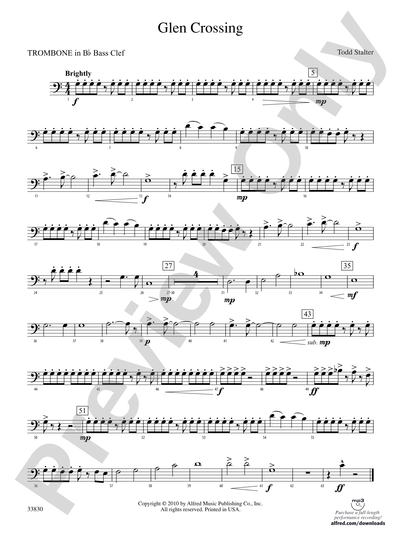 Glen Crossing: (wp) 1st B-flat Trombone B.C.
