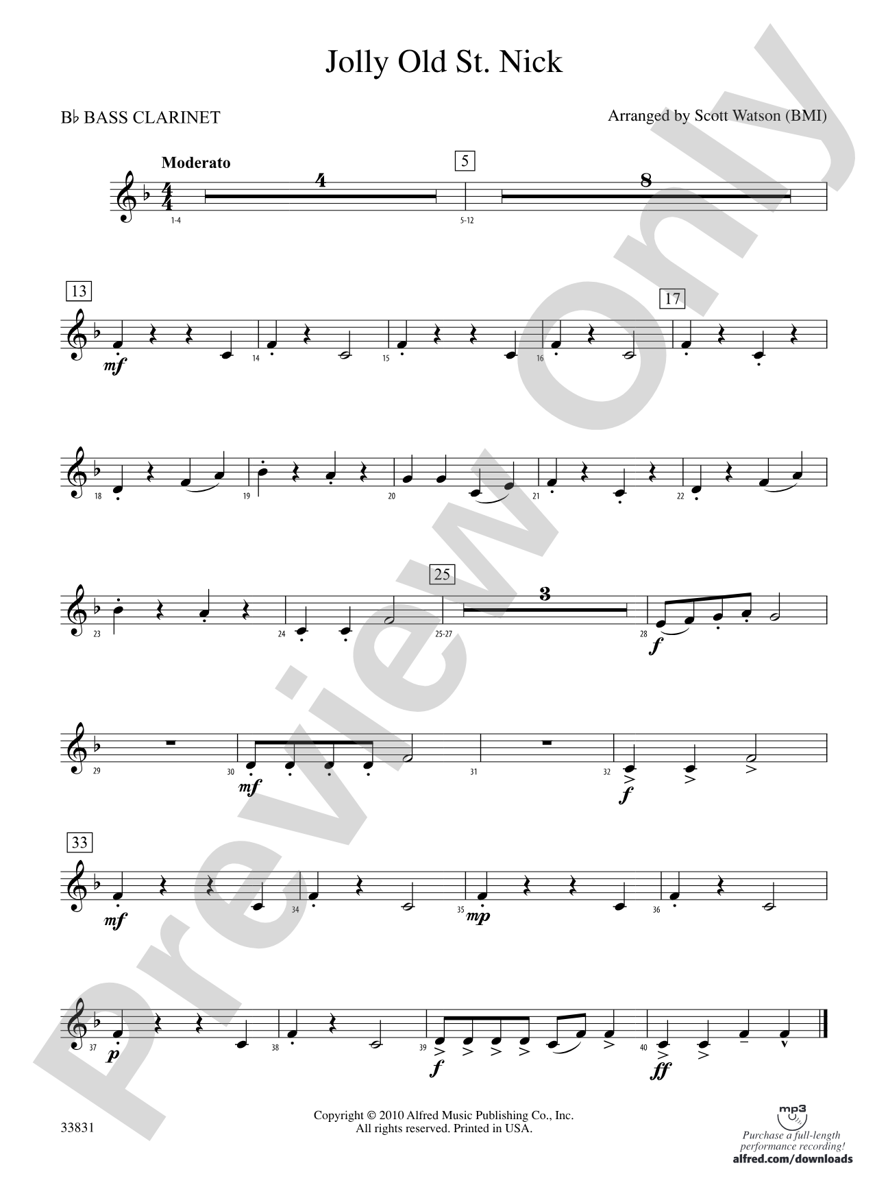 Jolly Old St. Nick: B-flat Bass Clarinet