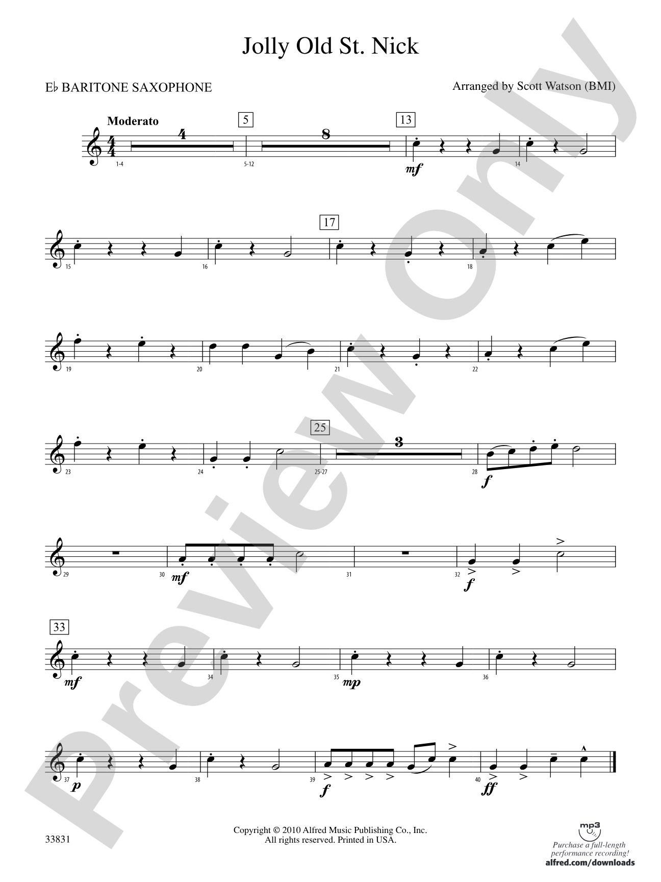 Jolly Old St. Nick: E-flat Baritone Saxophone