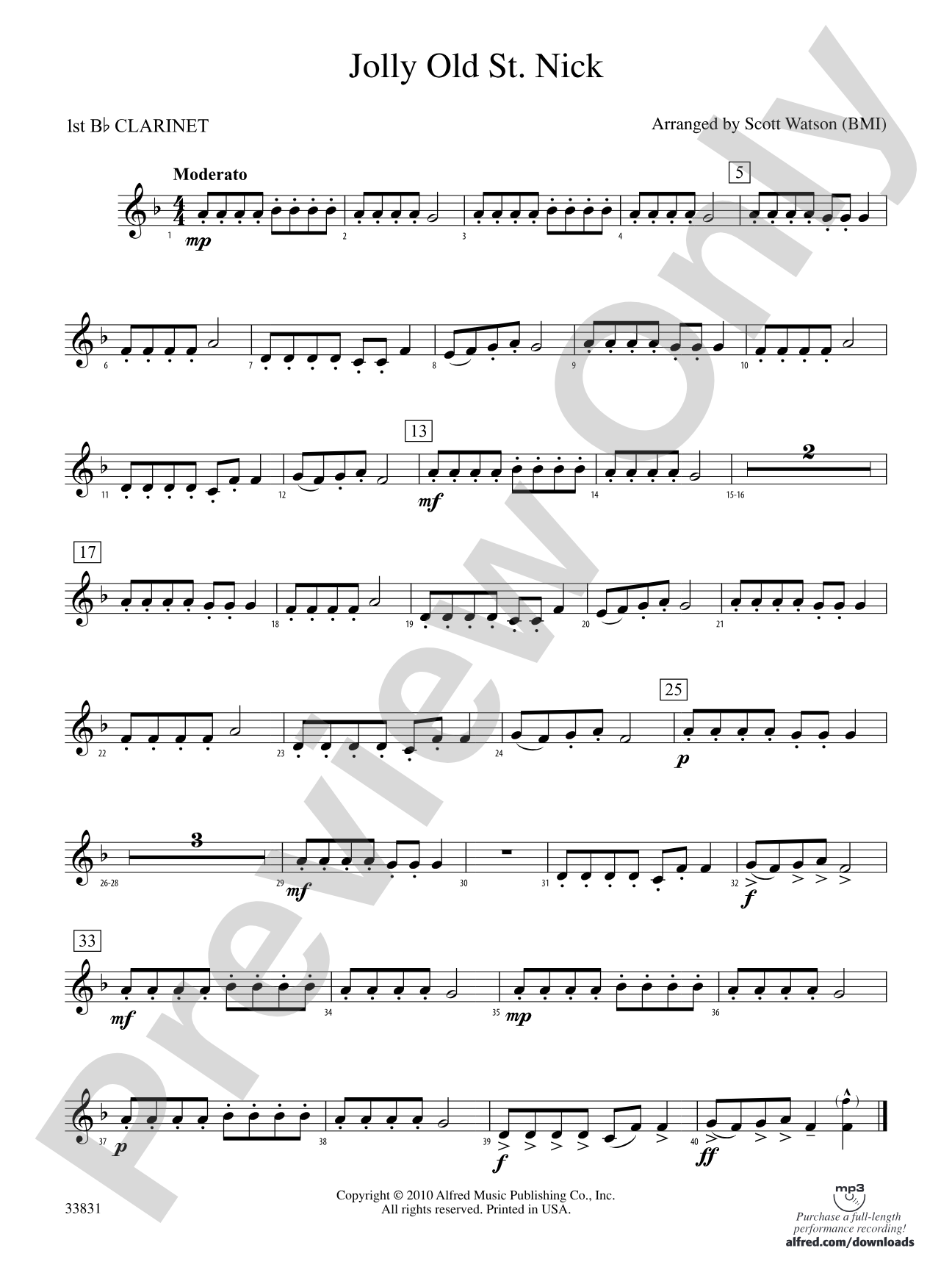 Jolly Old St. Nick: 1st B-flat Clarinet