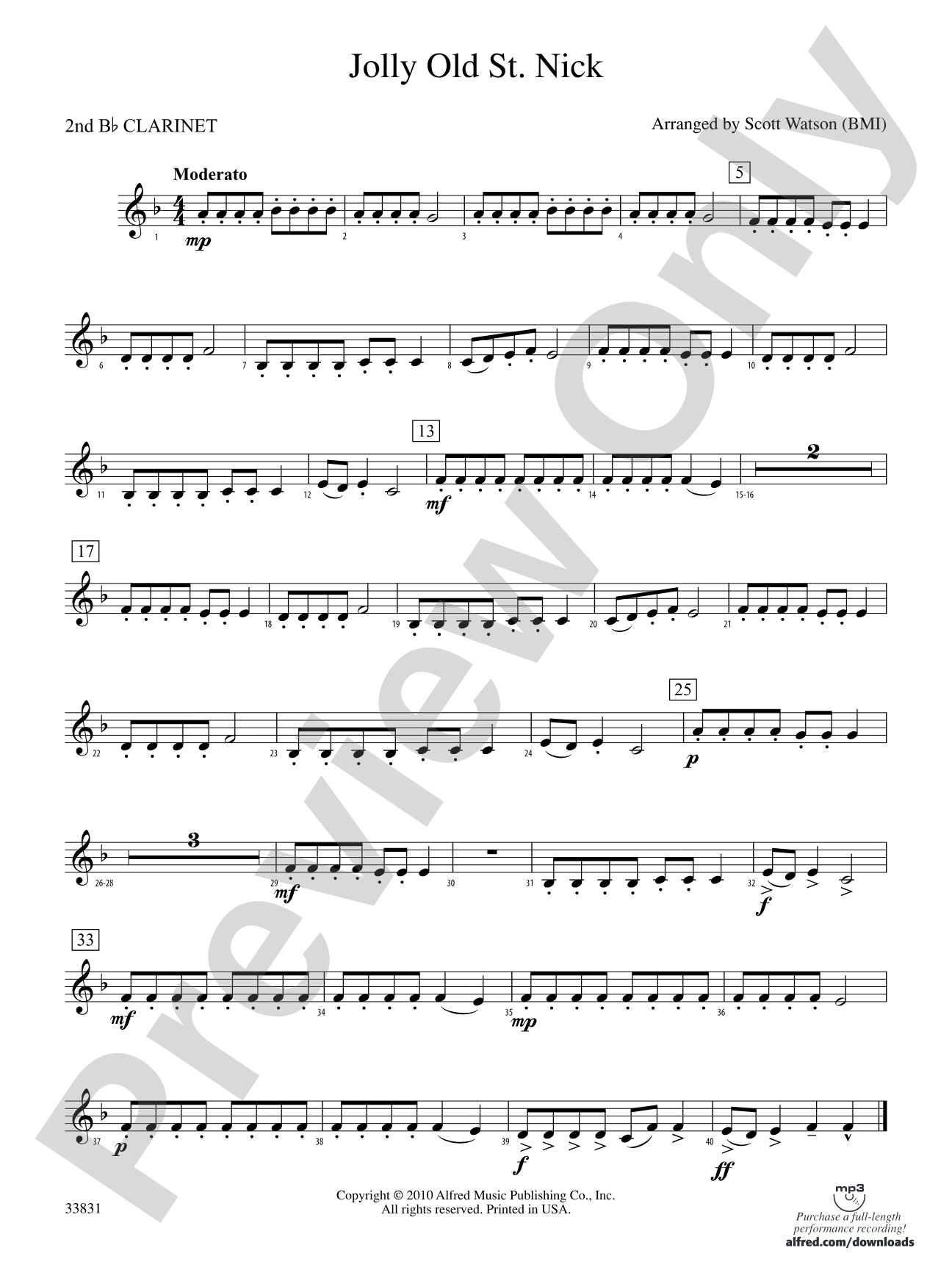 Jolly Old St. Nick: 2nd B-flat Clarinet