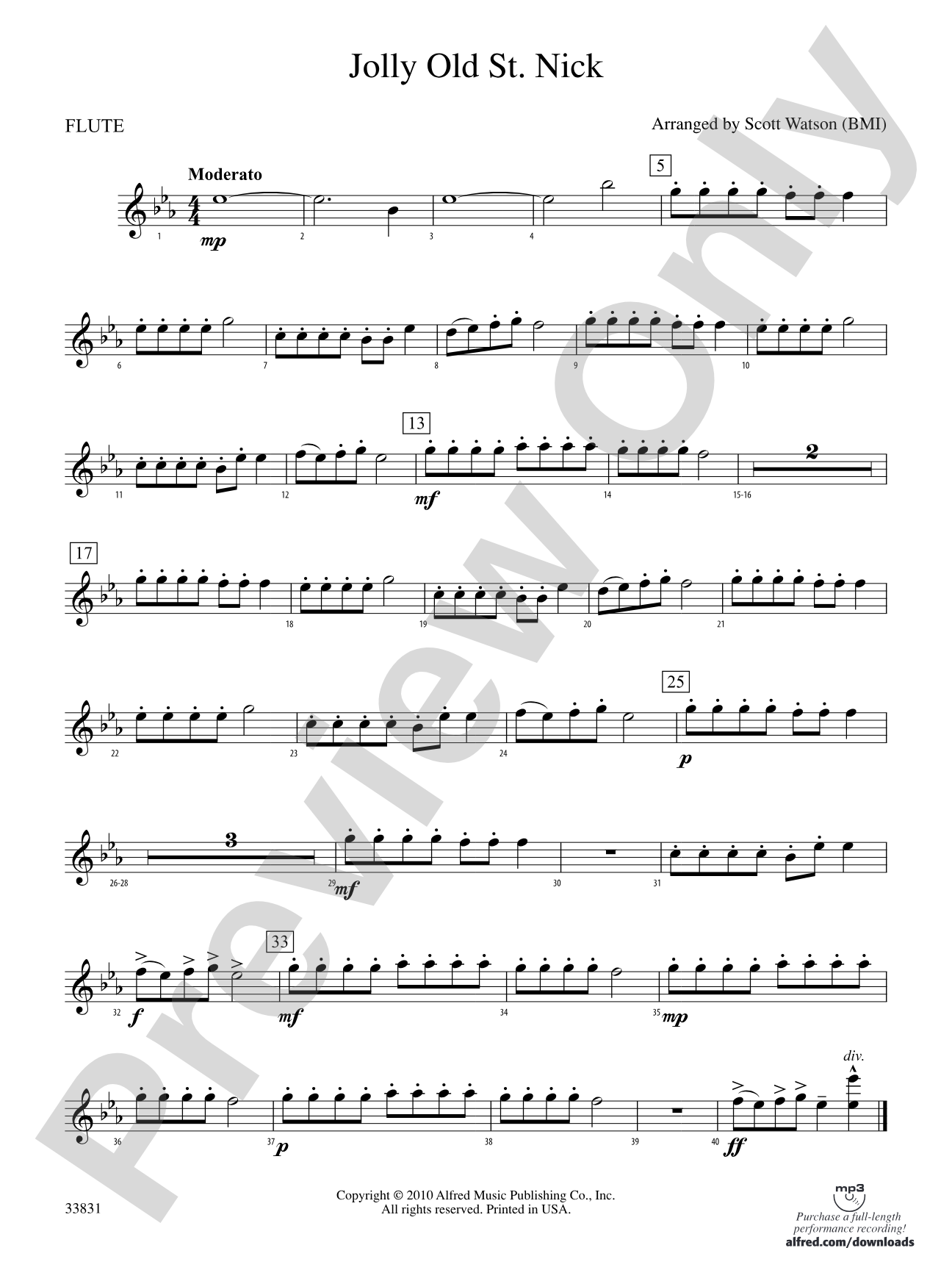 Jolly Old St. Nick: Flute