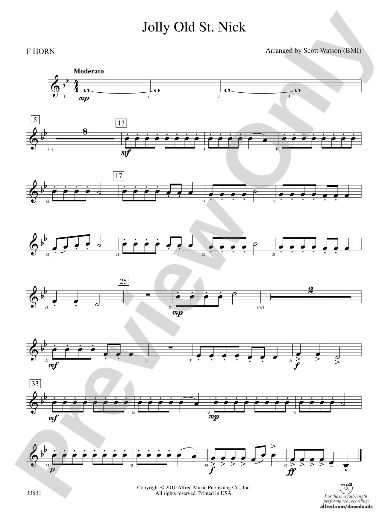 Jolly Old St. Nick: 1st F Horn