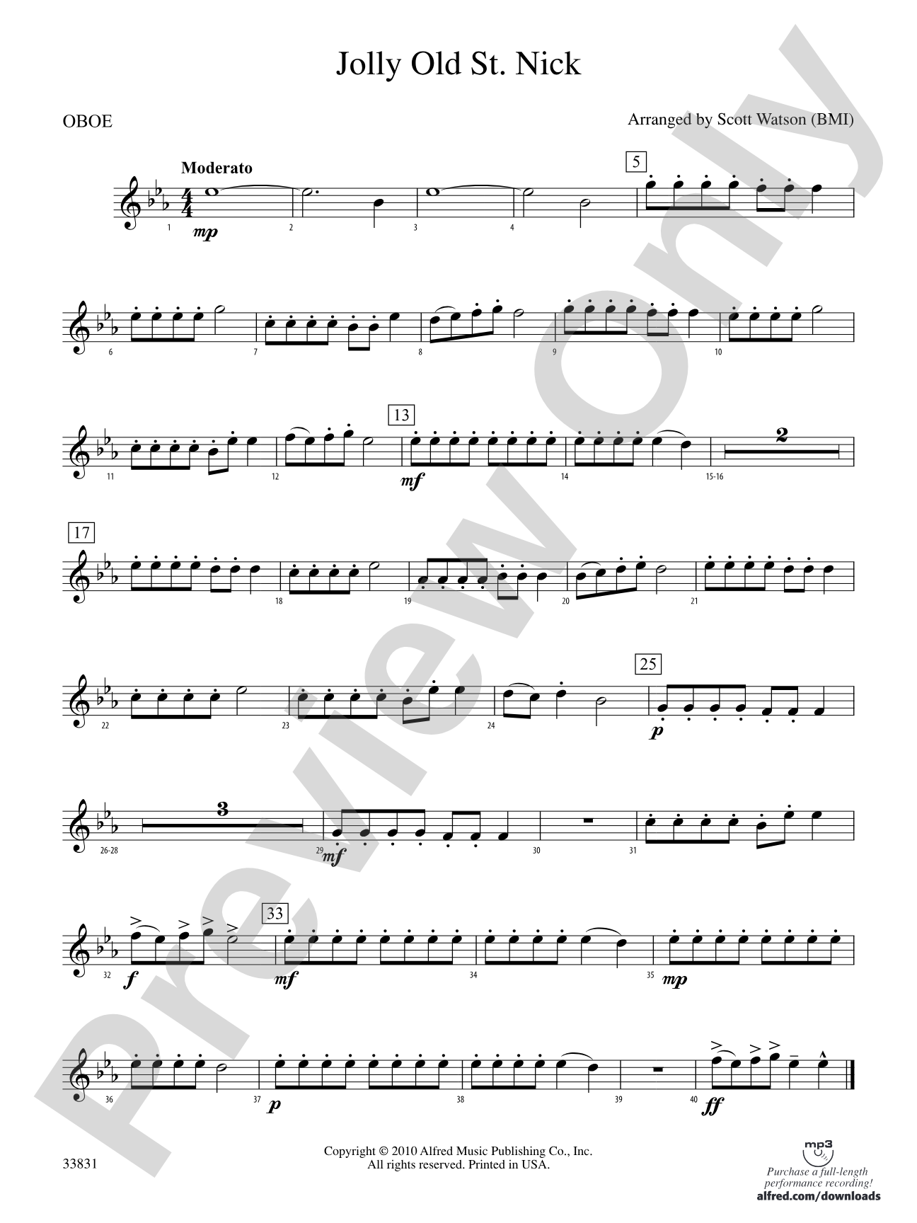 Jolly Old St. Nick: Oboe