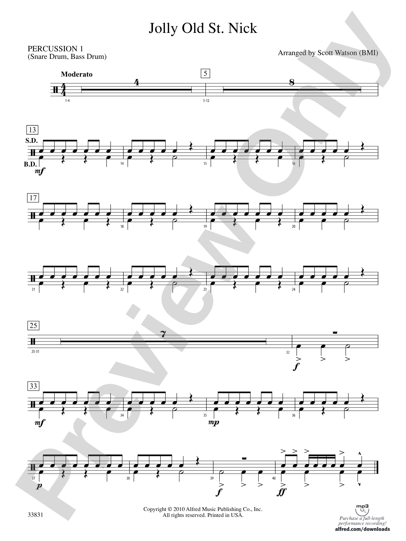 Jolly Old St. Nick: 1st Percussion