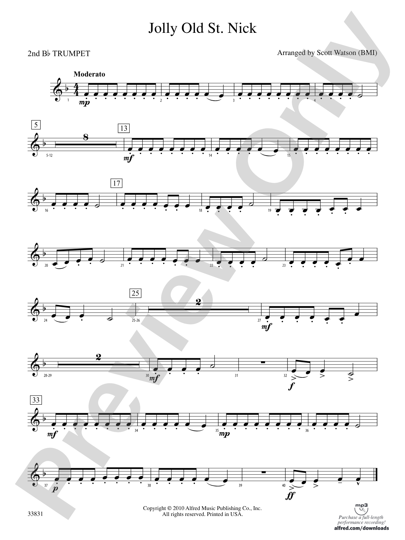 Jolly Old St. Nick: 2nd B-flat Trumpet