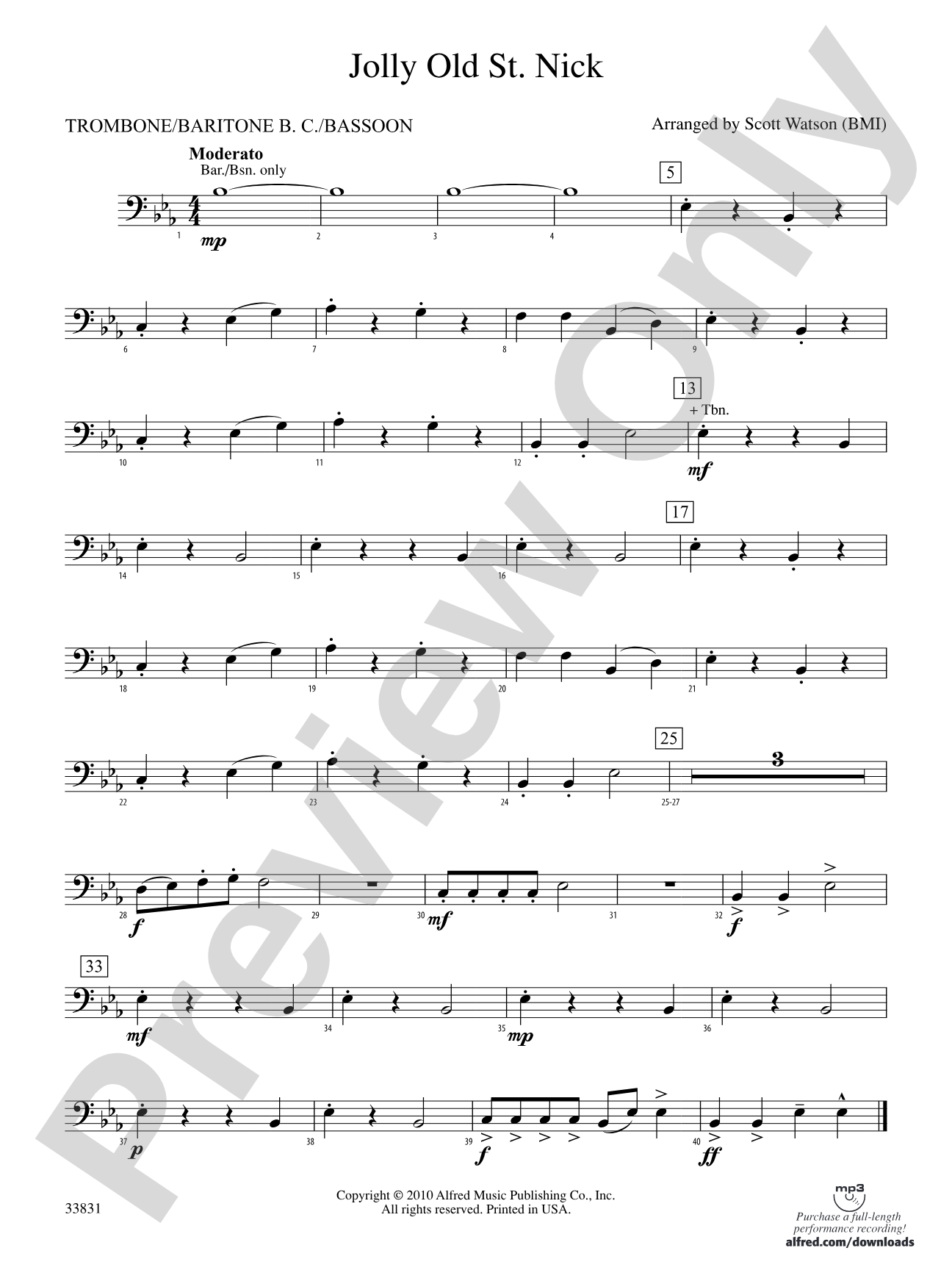 Jolly Old St. Nick: 1st Trombone