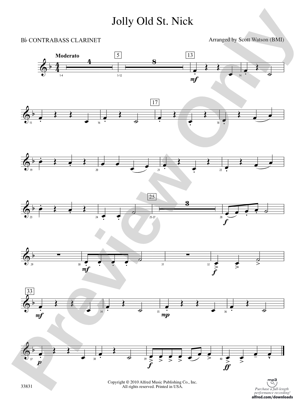Jolly Old St. Nick: (wp) B-flat Contrabass Clarinet
