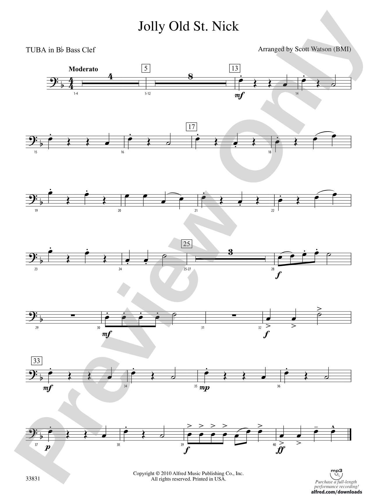 Jolly Old St. Nick: (wp) B-flat Tuba B.C.