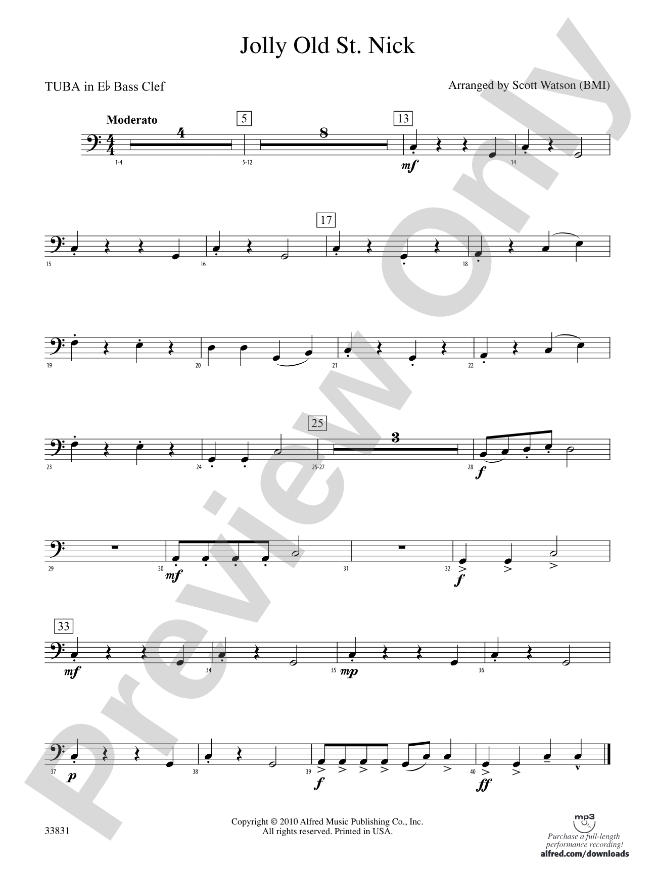 Jolly Old St. Nick: (wp) E-flat Tuba B.C.