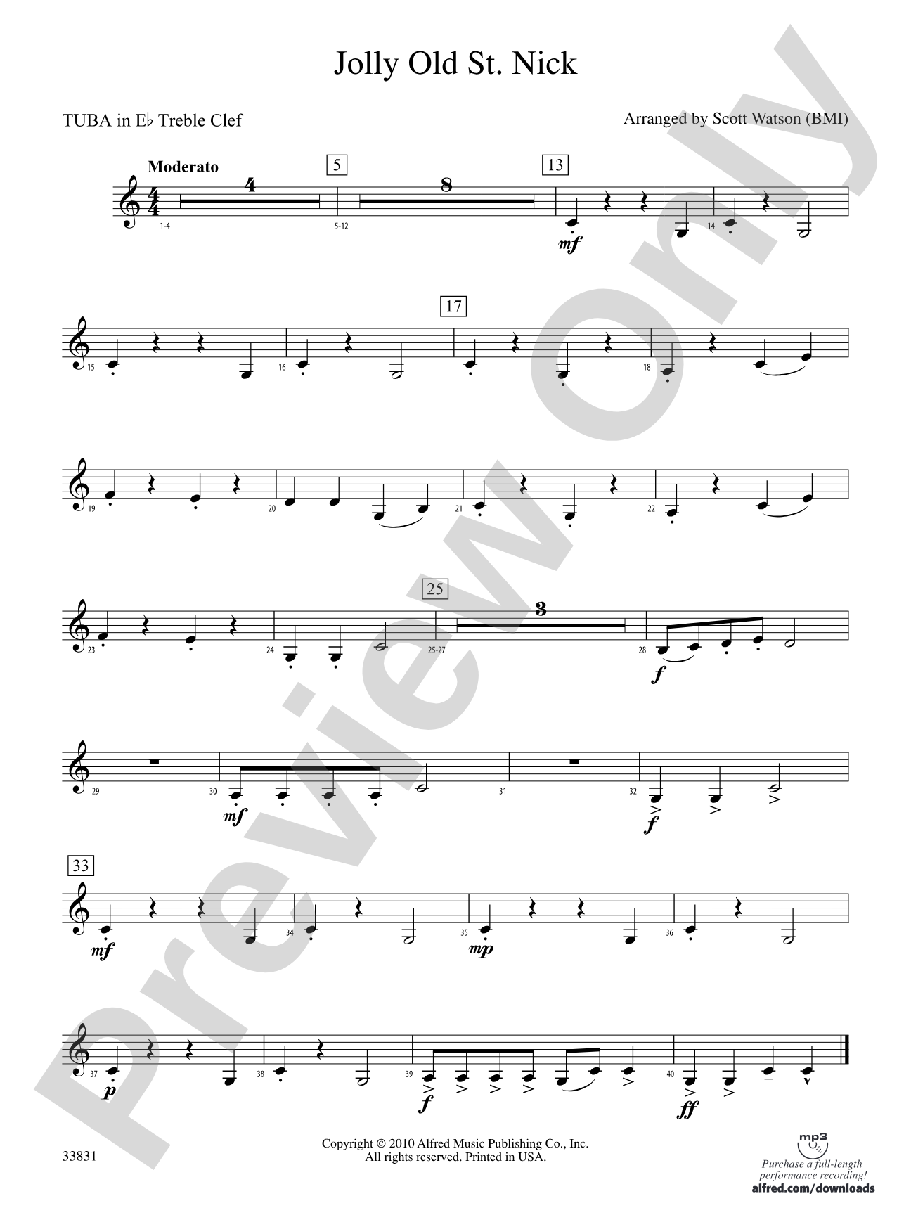 Jolly Old St. Nick: (wp) E-flat Tuba T.C.