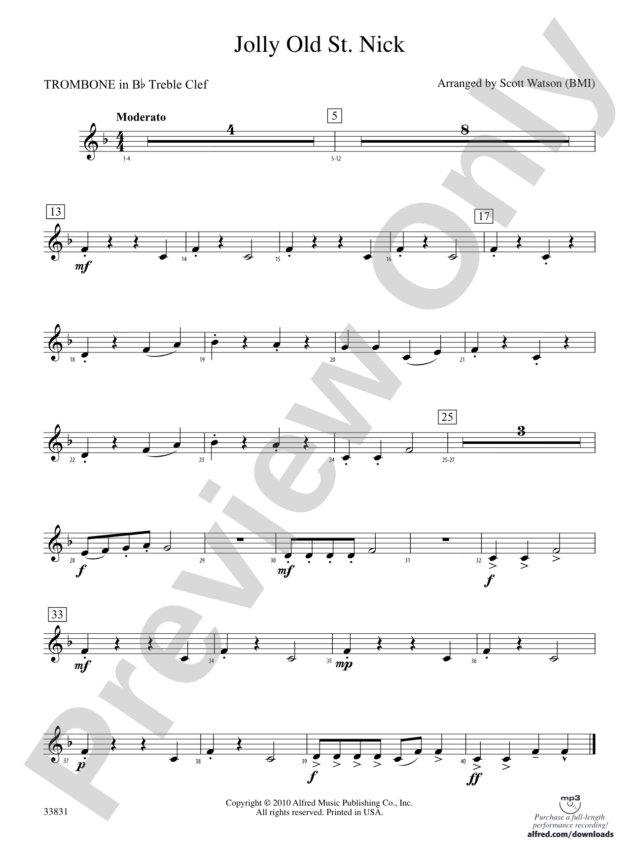 Jolly Old St. Nick: (wp) 1st B-flat Trombone T.C.