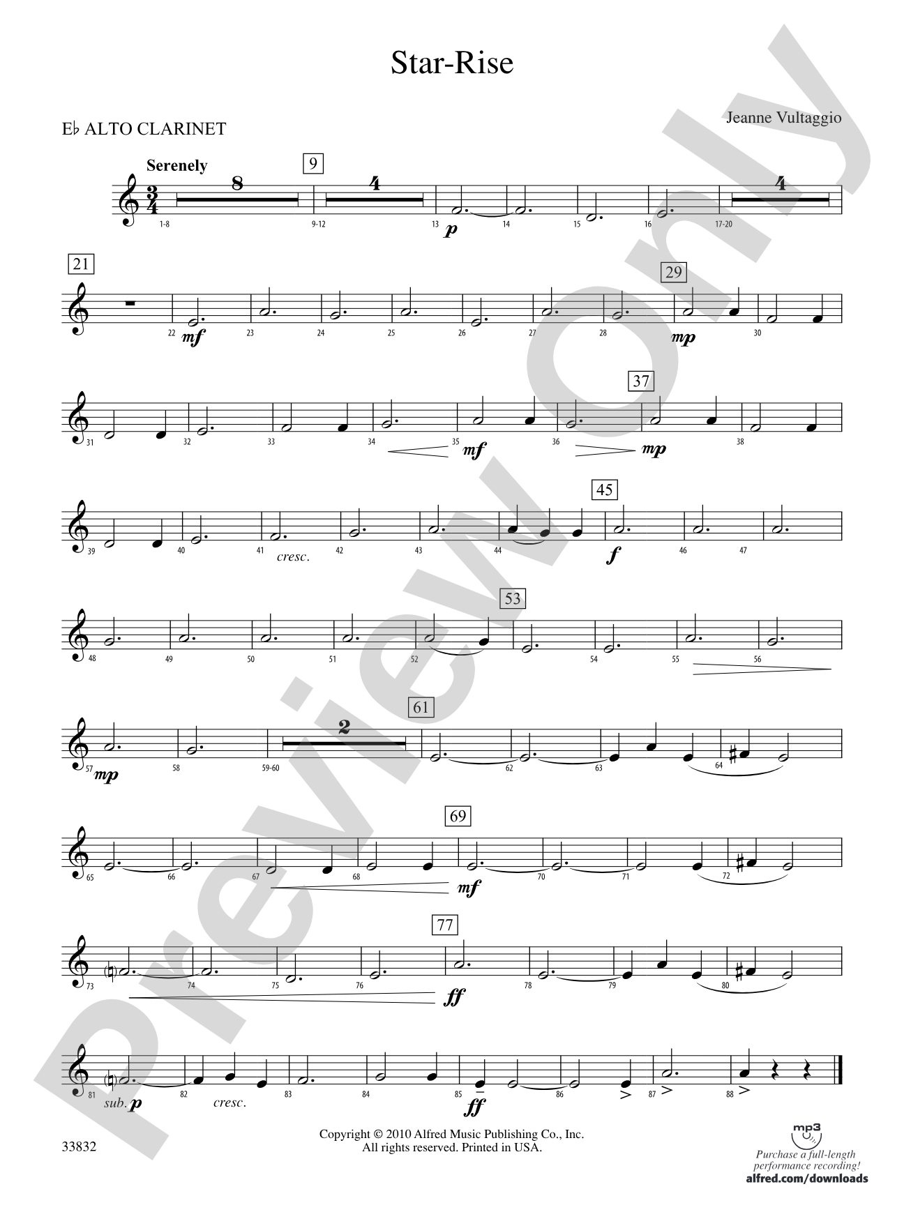 Star-Rise: (wp) E-flat Alto Clarinet