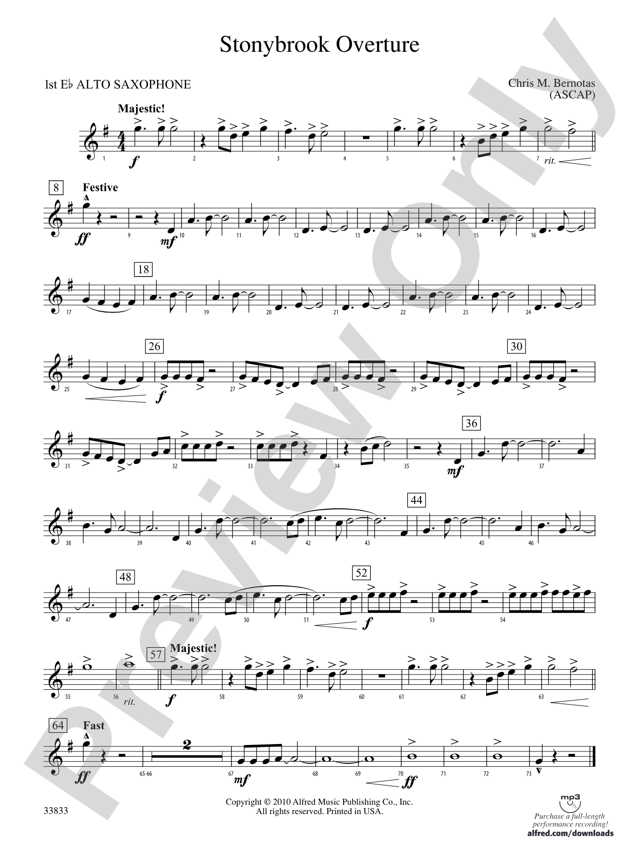 Stonybrook Overture: E-flat Alto Saxophone