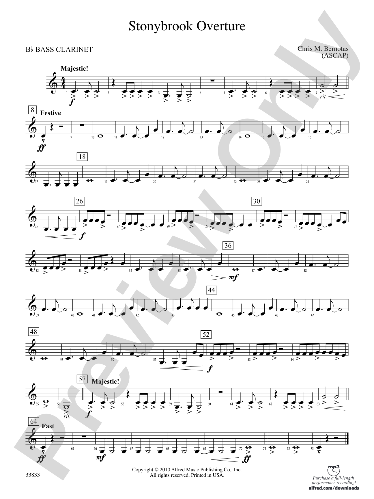 Stonybrook Overture: B-flat Bass Clarinet