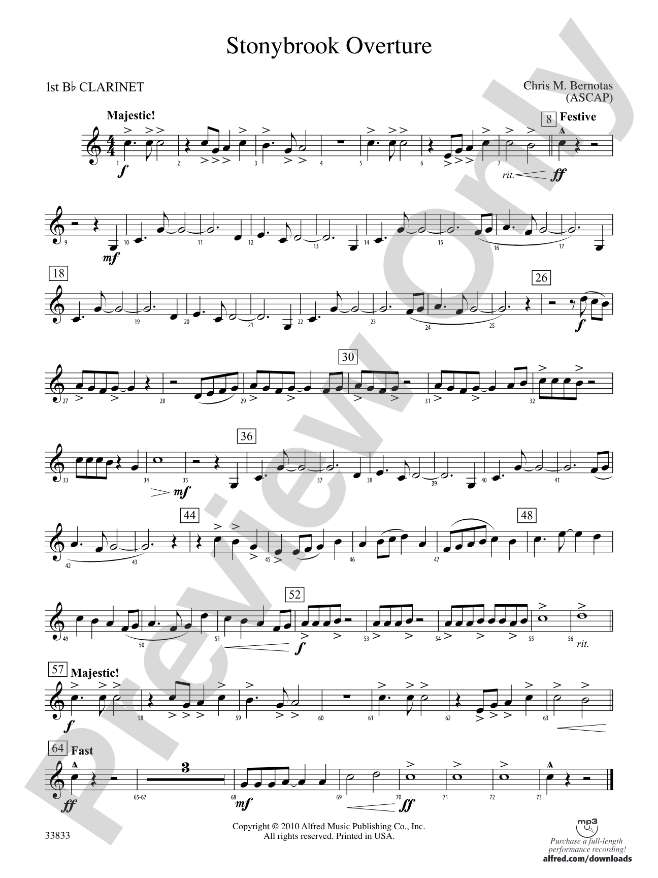 Stonybrook Overture: 1st B-flat Clarinet