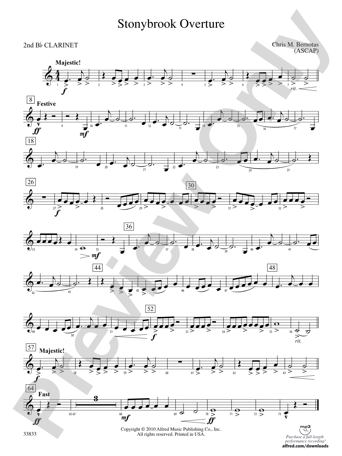 Stonybrook Overture: 2nd B-flat Clarinet