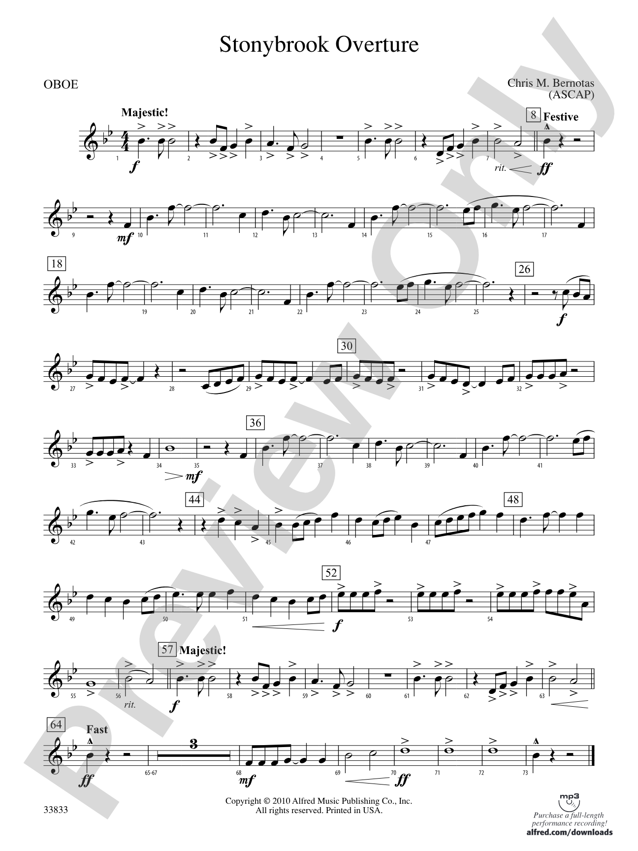 Stonybrook Overture: Oboe