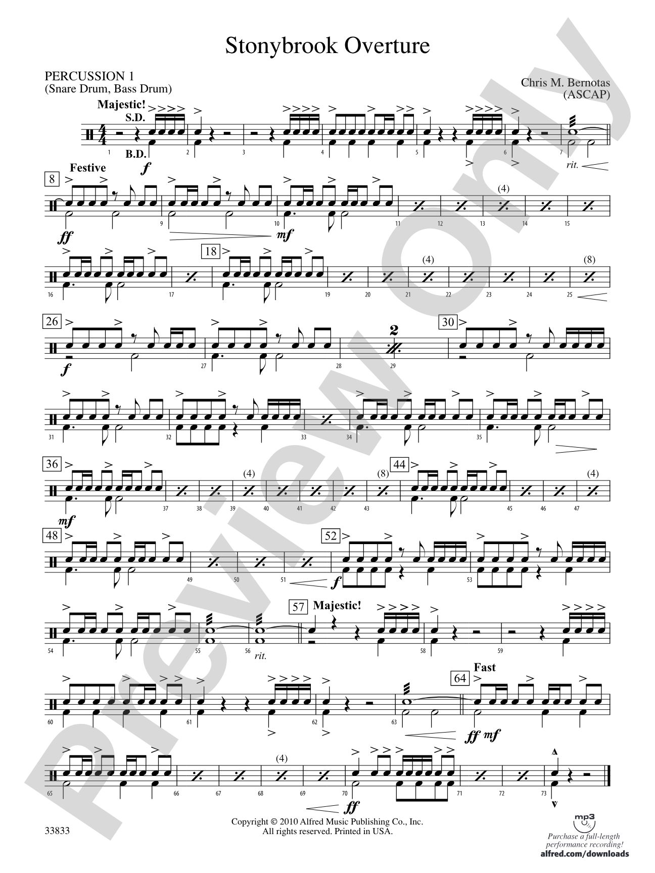 Stonybrook Overture: 1st Percussion
