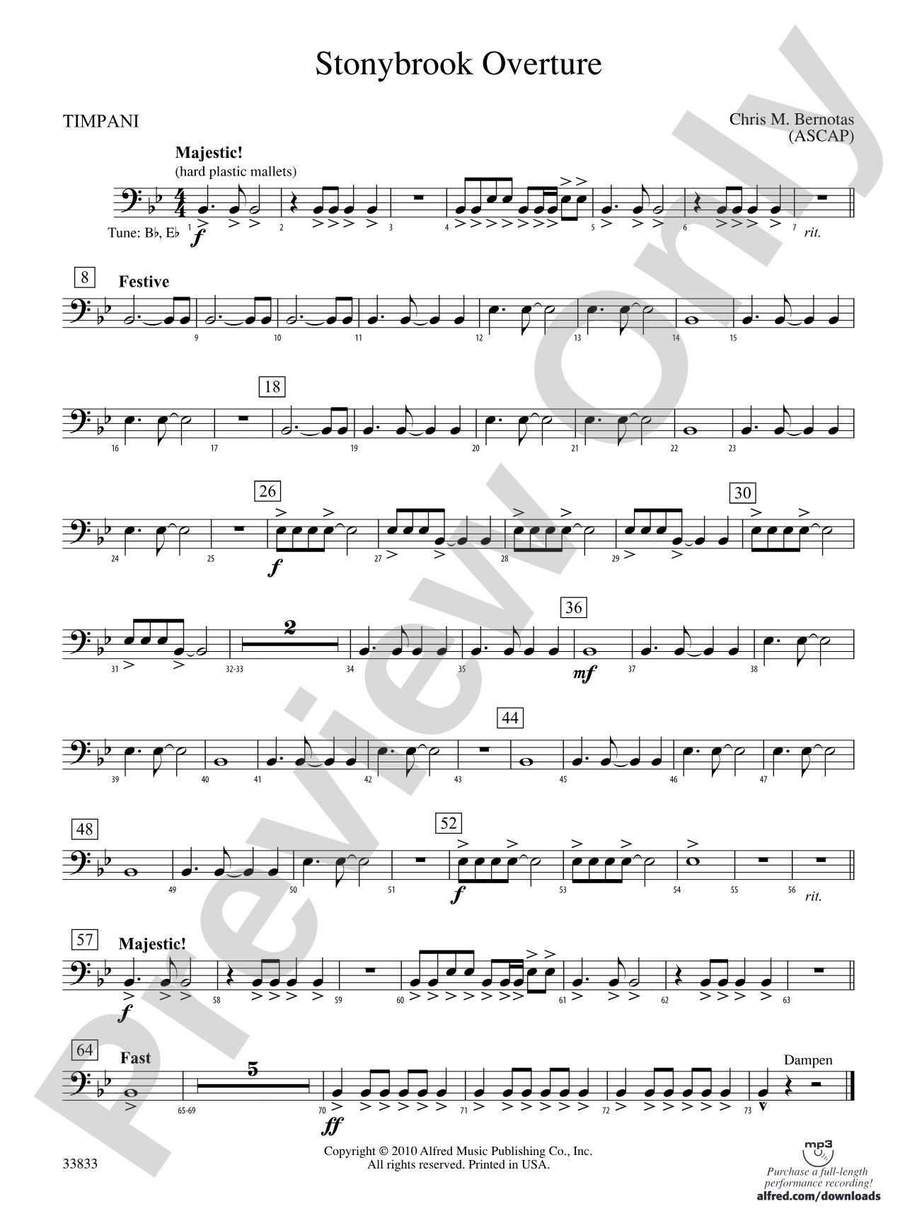 Stonybrook Overture: Timpani