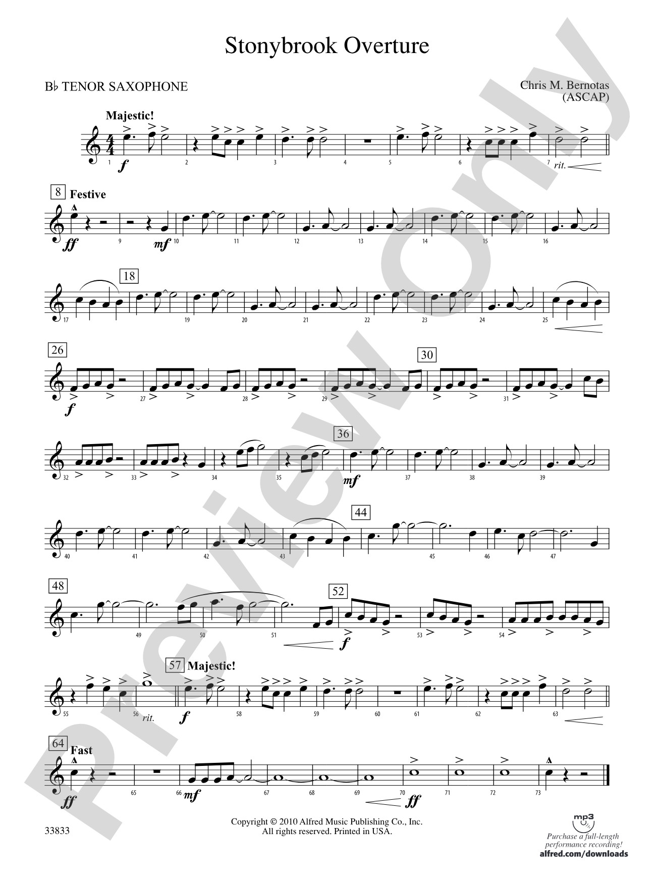 Stonybrook Overture: B-flat Tenor Saxophone