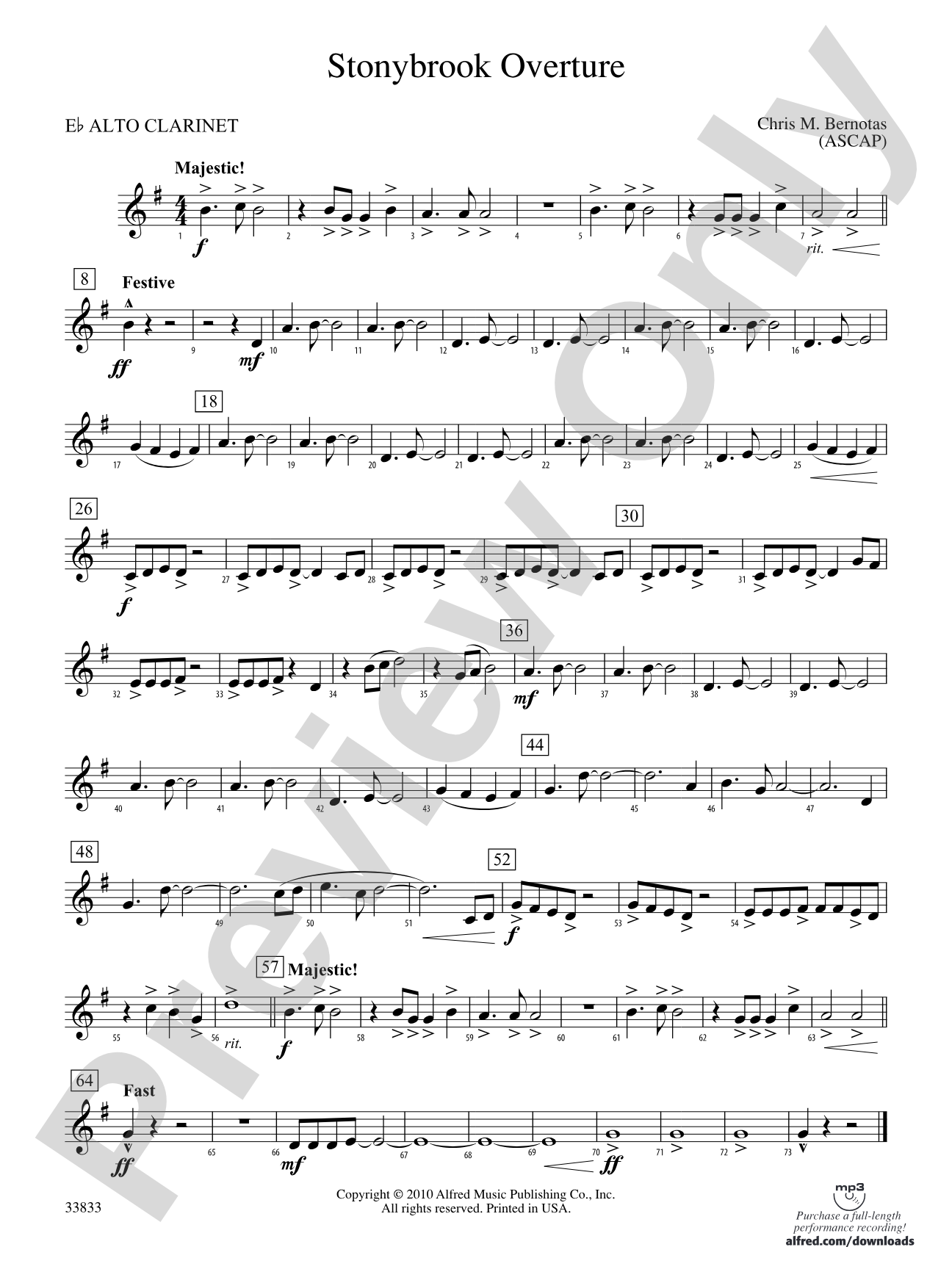 Stonybrook Overture: (wp) E-flat Alto Clarinet