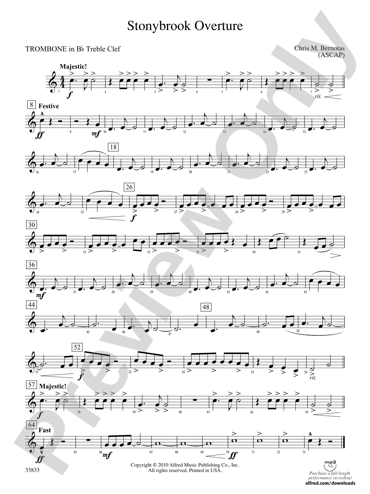Stonybrook Overture: (wp) 1st B-flat Trombone T.C.